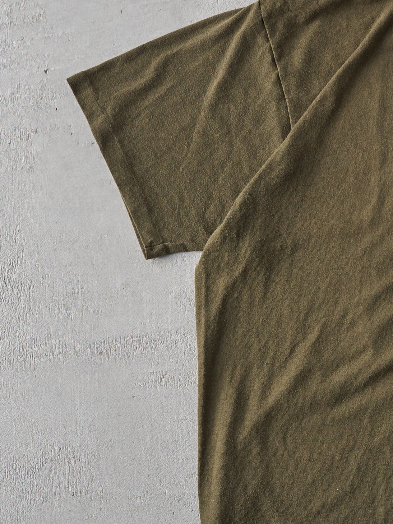 Vintage 80s Army Green Military Blank Single Stitch Tee (L)