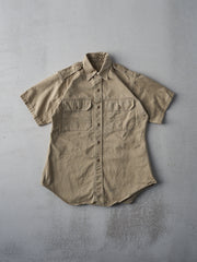 Vintage 90s Khaki Military Button Up Shirt (M)