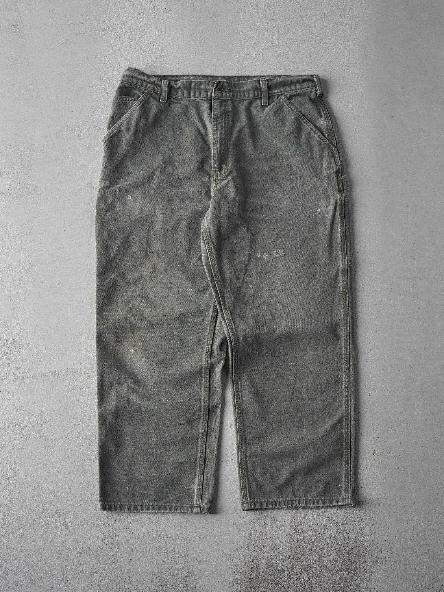 Vintage Y2K Faded Olive Green Dungaree Fit Carhartt Carpenter Pants (36x28)