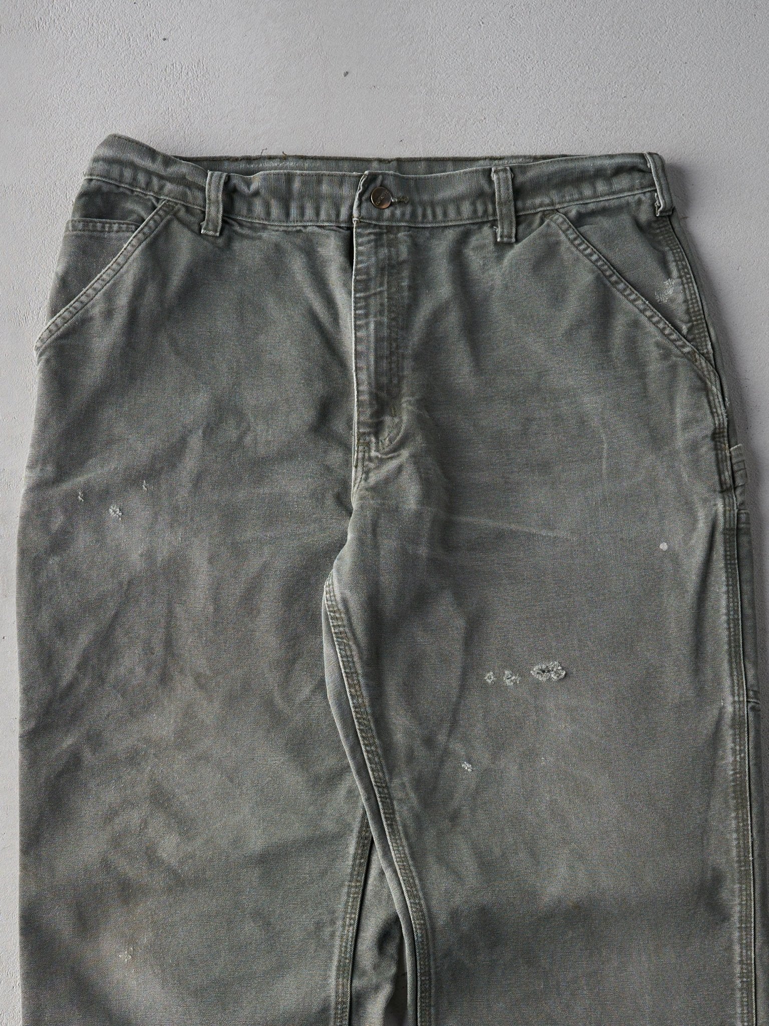 Vintage Y2K Faded Olive Green Dungaree Fit Carhartt Carpenter Pants (36x28)