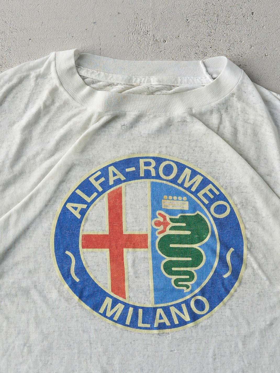 Vintage 80s White Alfa-Romeo Milano Tee (M)