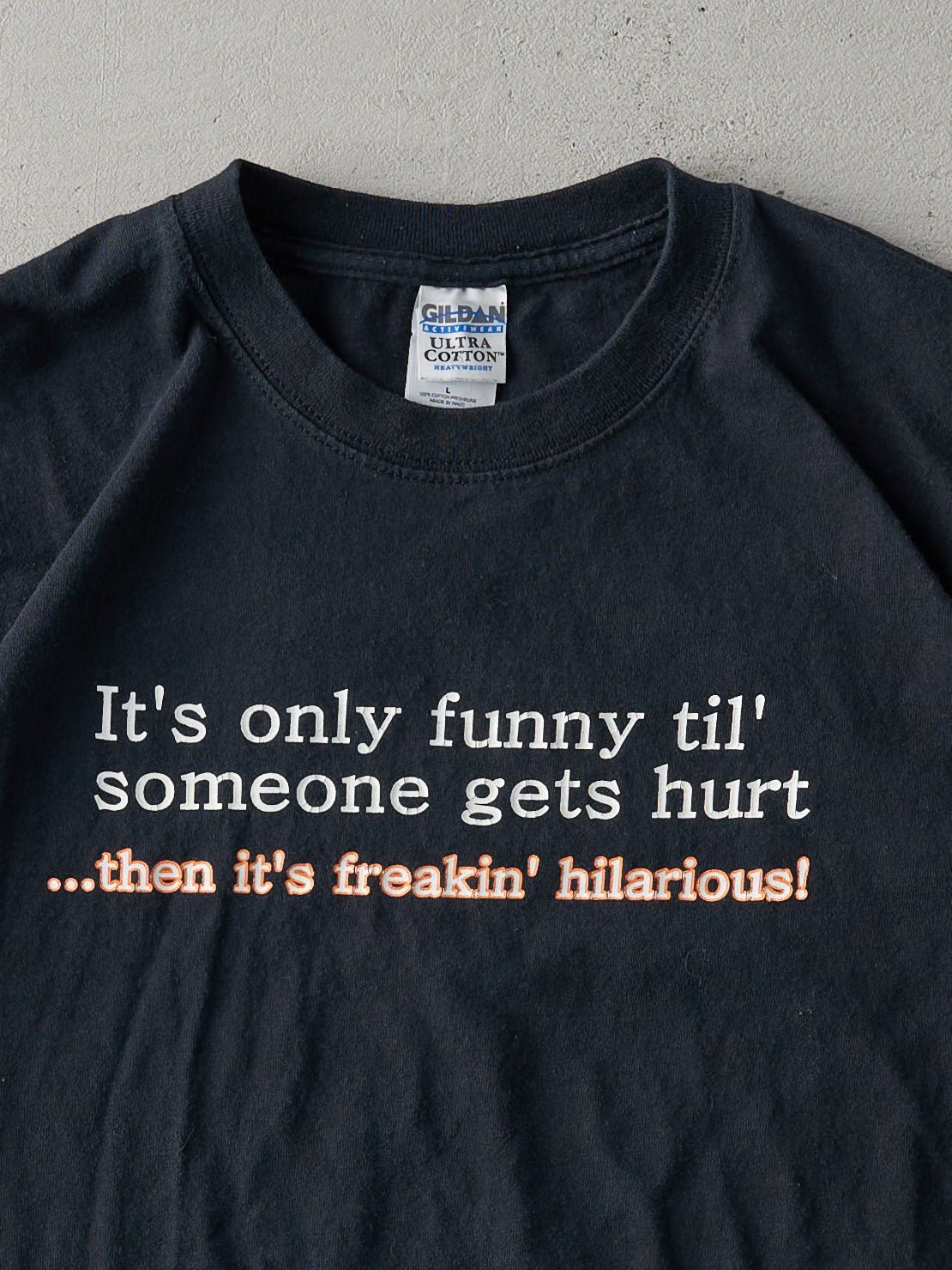 Vintage Y2K Black "Its Only Funny Til..." Tee (M)