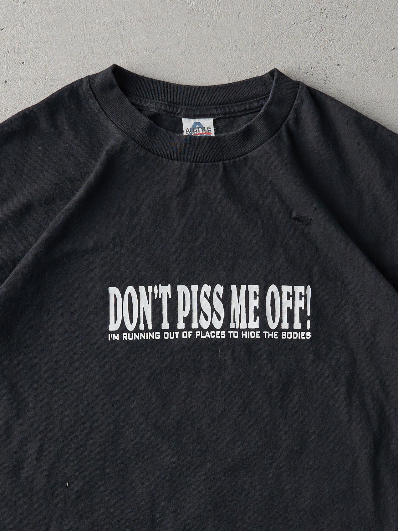 Vintage 90s Black "Don't Piss Me Off" Tee (S)