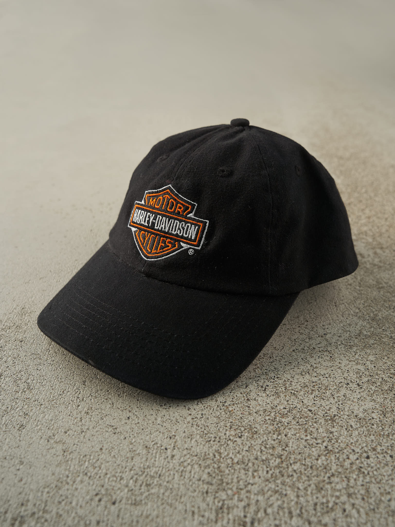 Vintage 90s Black Harley Davidson Embroidered Youth Velcro Hat