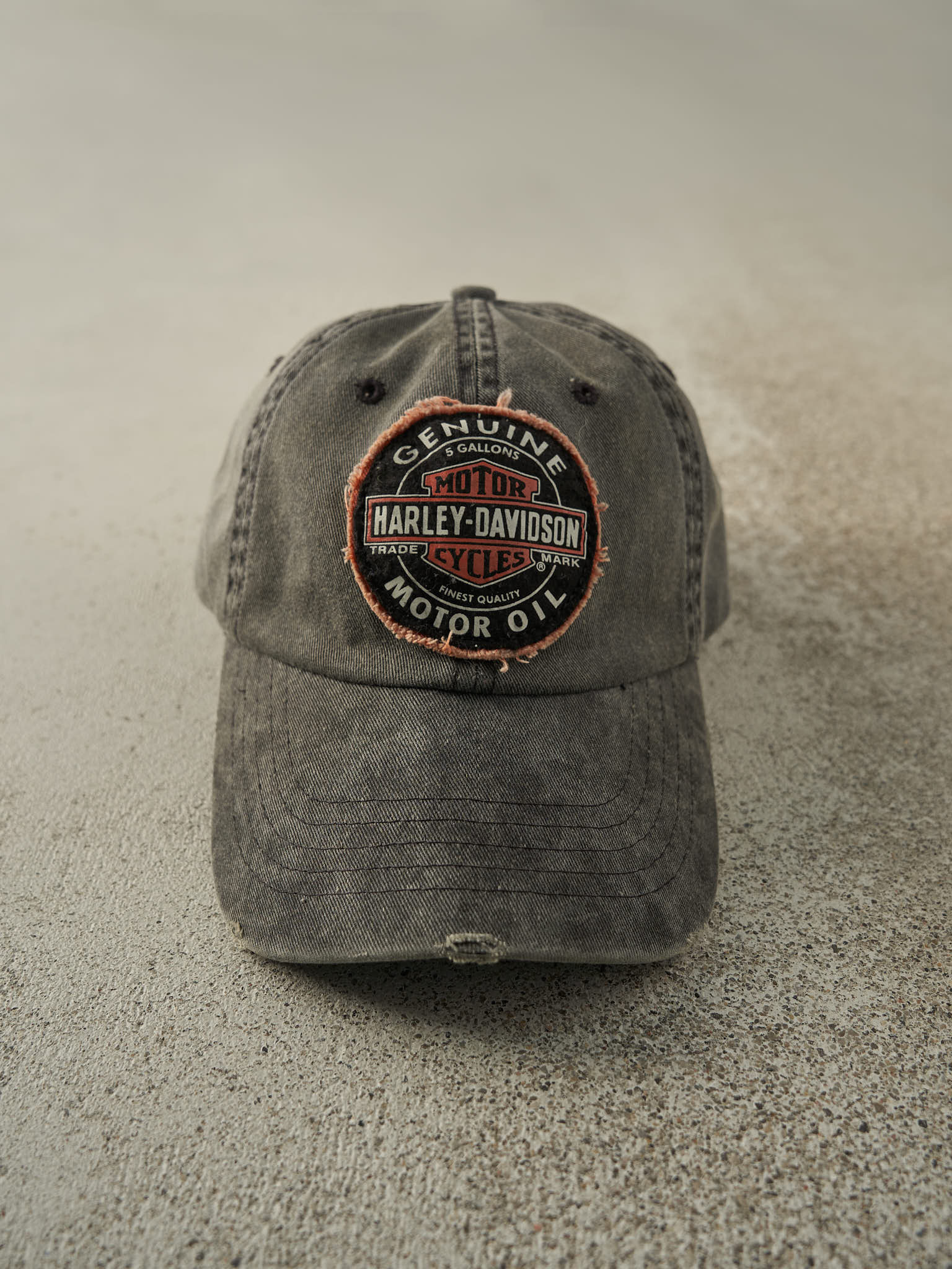 Vintage Y2K Charcoal Grey Harley Davidson Strapback Hat