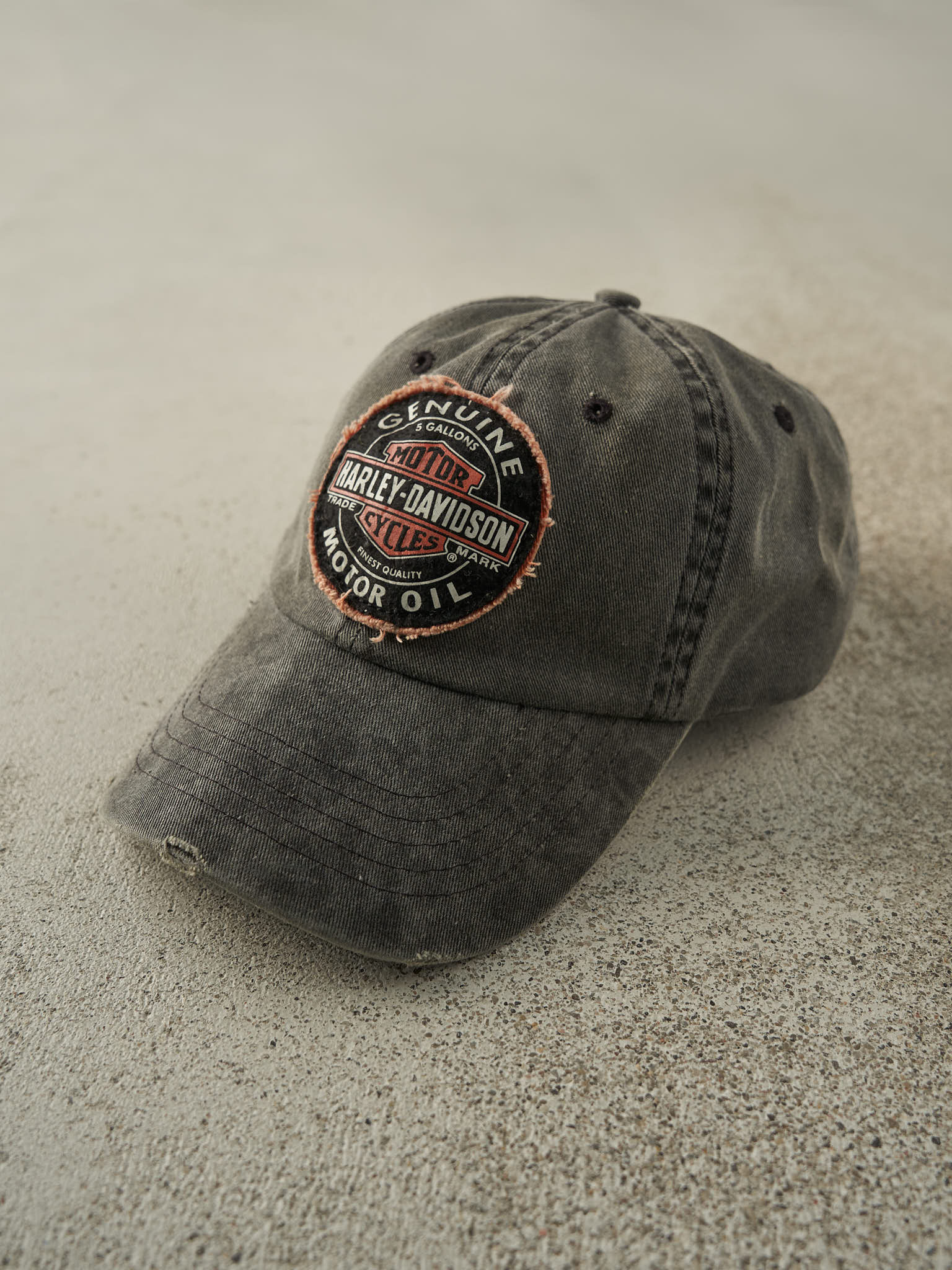 Vintage Y2K Charcoal Grey Harley Davidson Strapback Hat