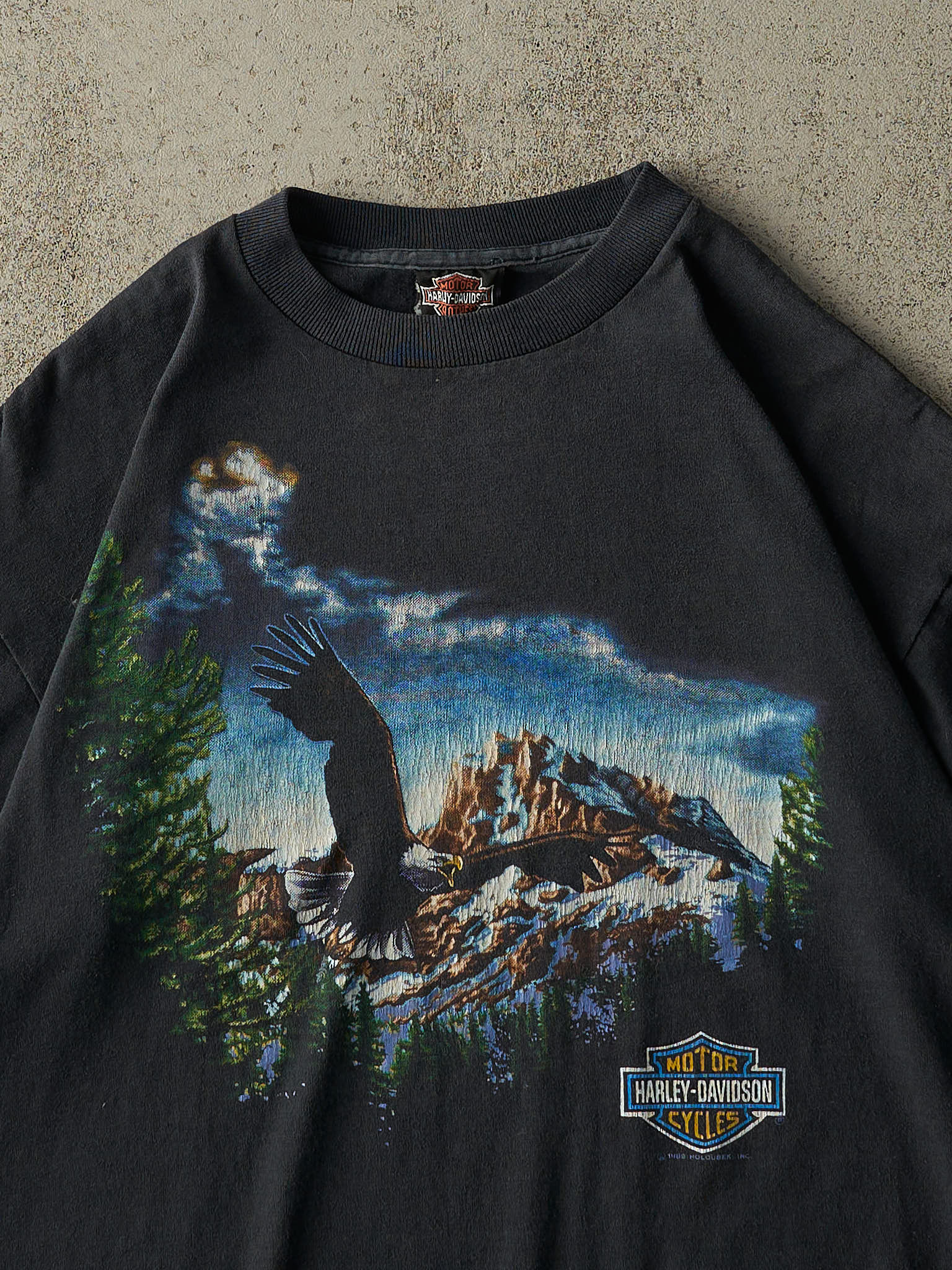 Vintage 89' Faded Black Toledo Ohio Harley Davidson Single Stitch Tee (L/XL)