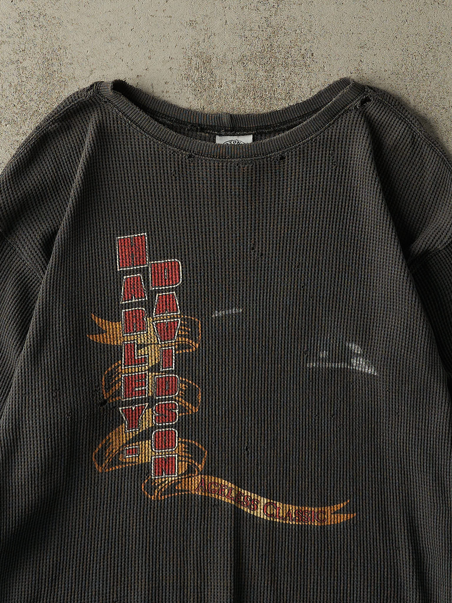 Vintage 80s Faded Black Edmonton Harley Davidson Thermal Long Sleeve (L/XL)
