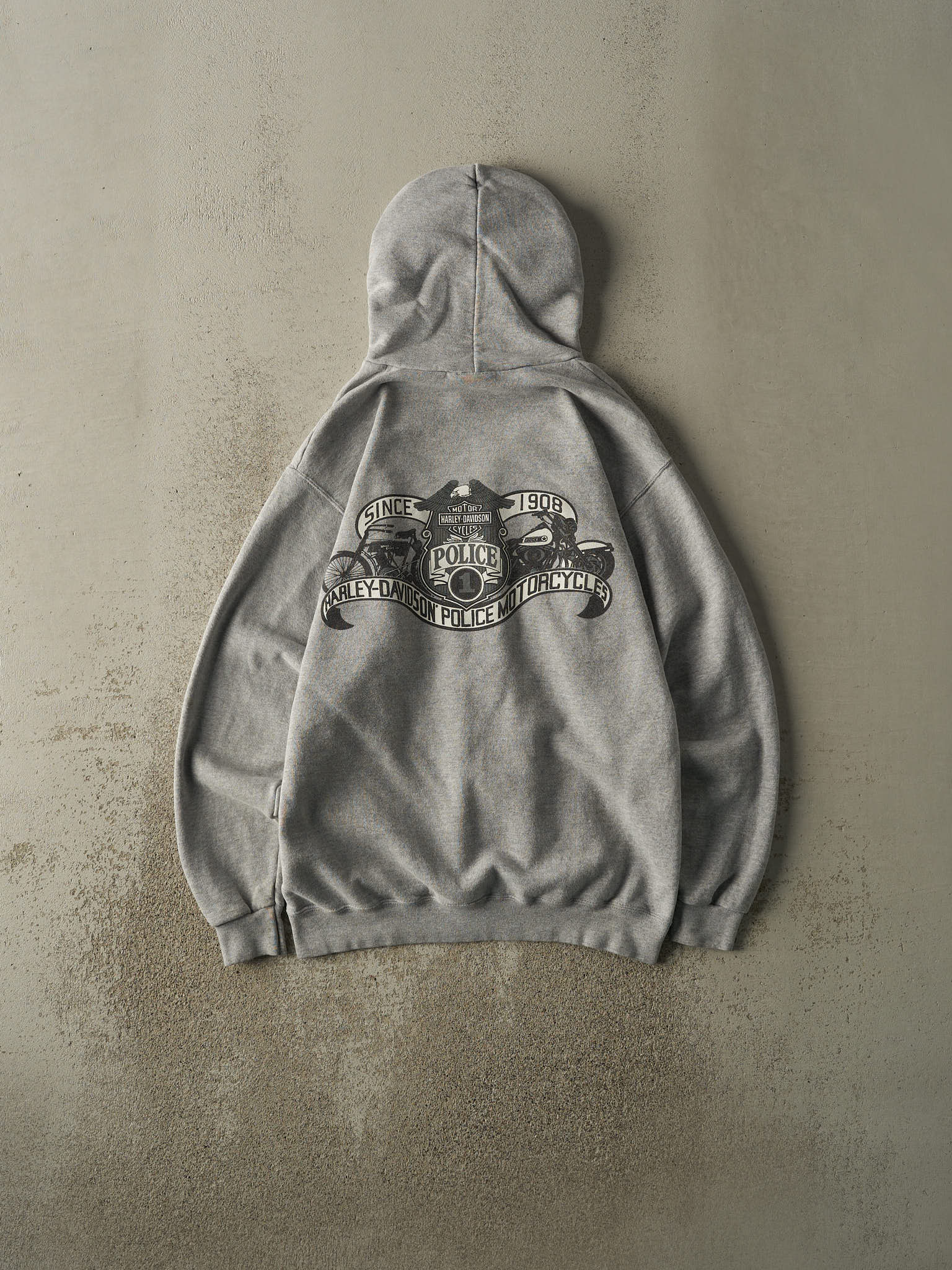 Vintage Y2K Grey Harley Davidson Police Hoodie (M)