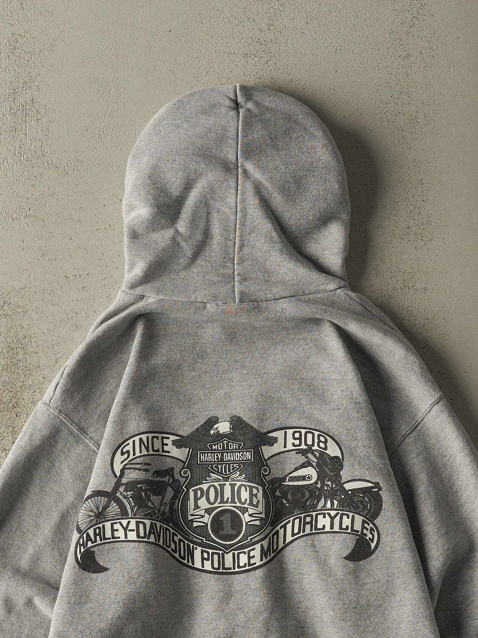 Vintage Y2K Grey Harley Davidson Police Hoodie (M)