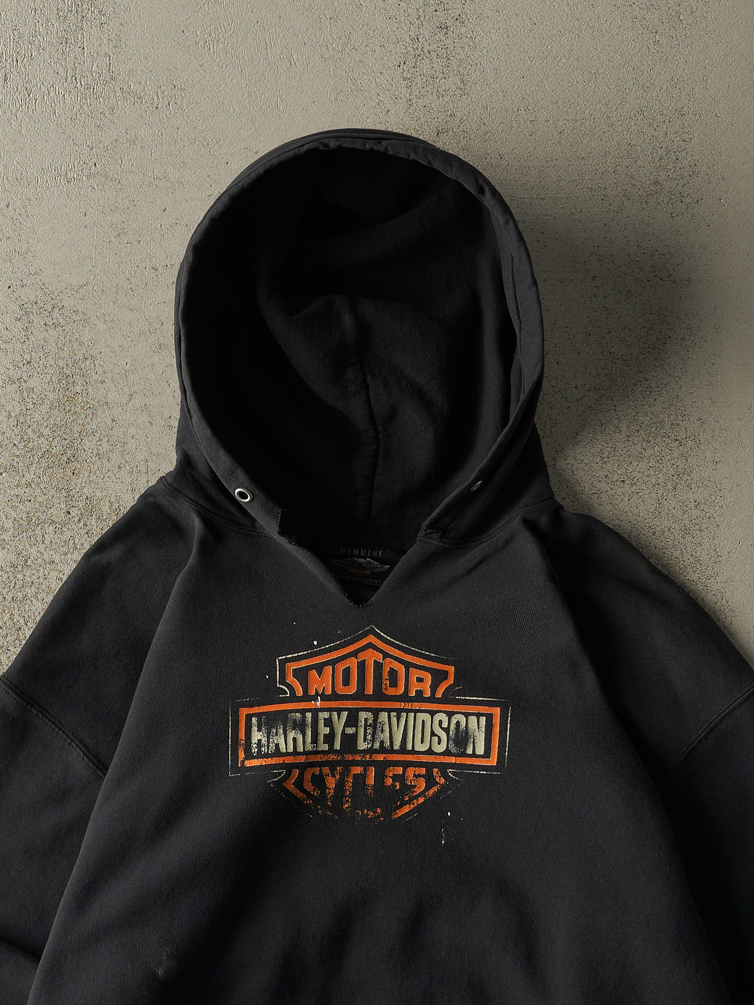 Vintage Y2K Black Harley Davidson Hoodie (L/XL)