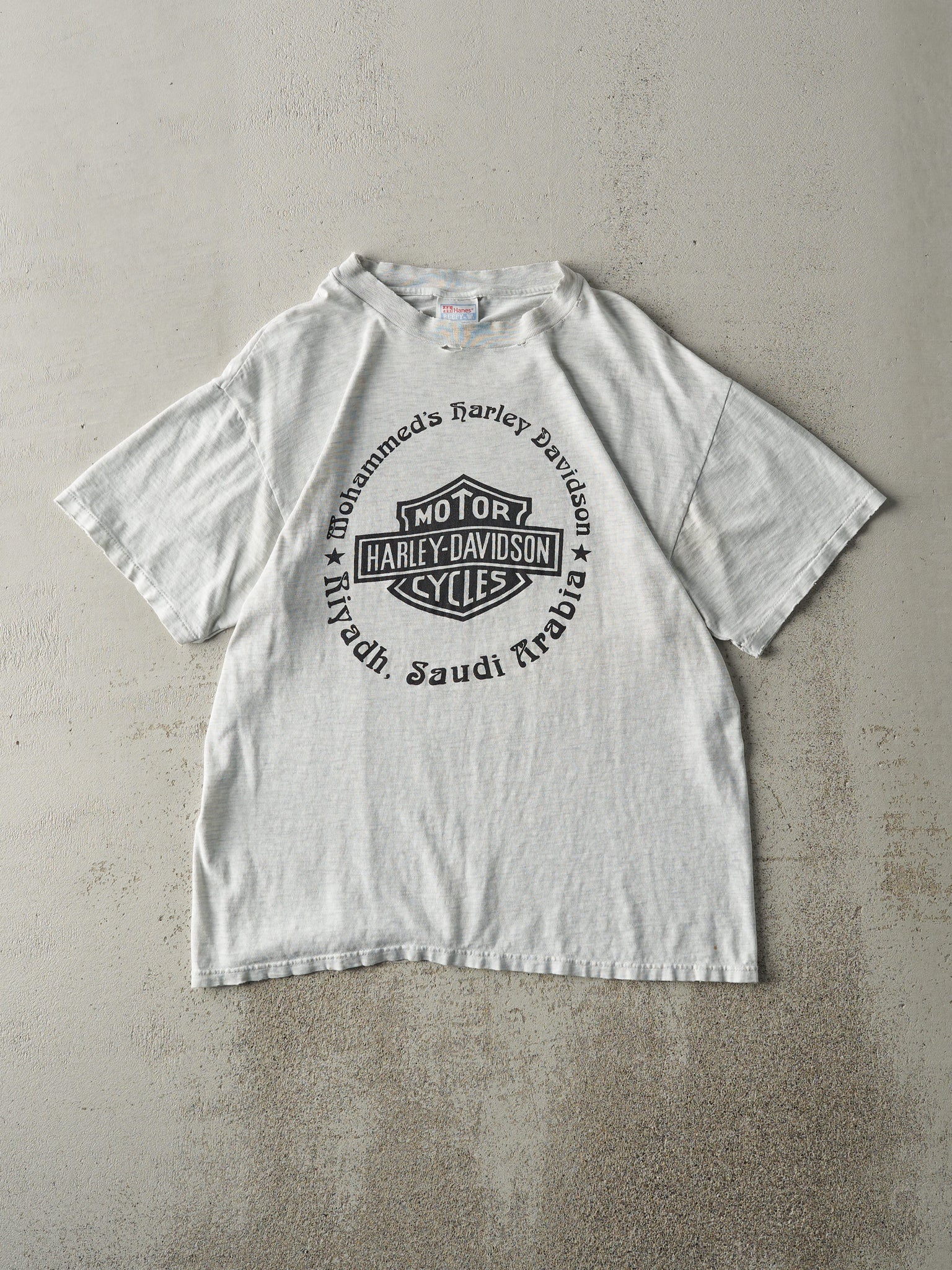 Vintage 90s Heather Grey Saudi Arabia Harley Davidson Tee (M)