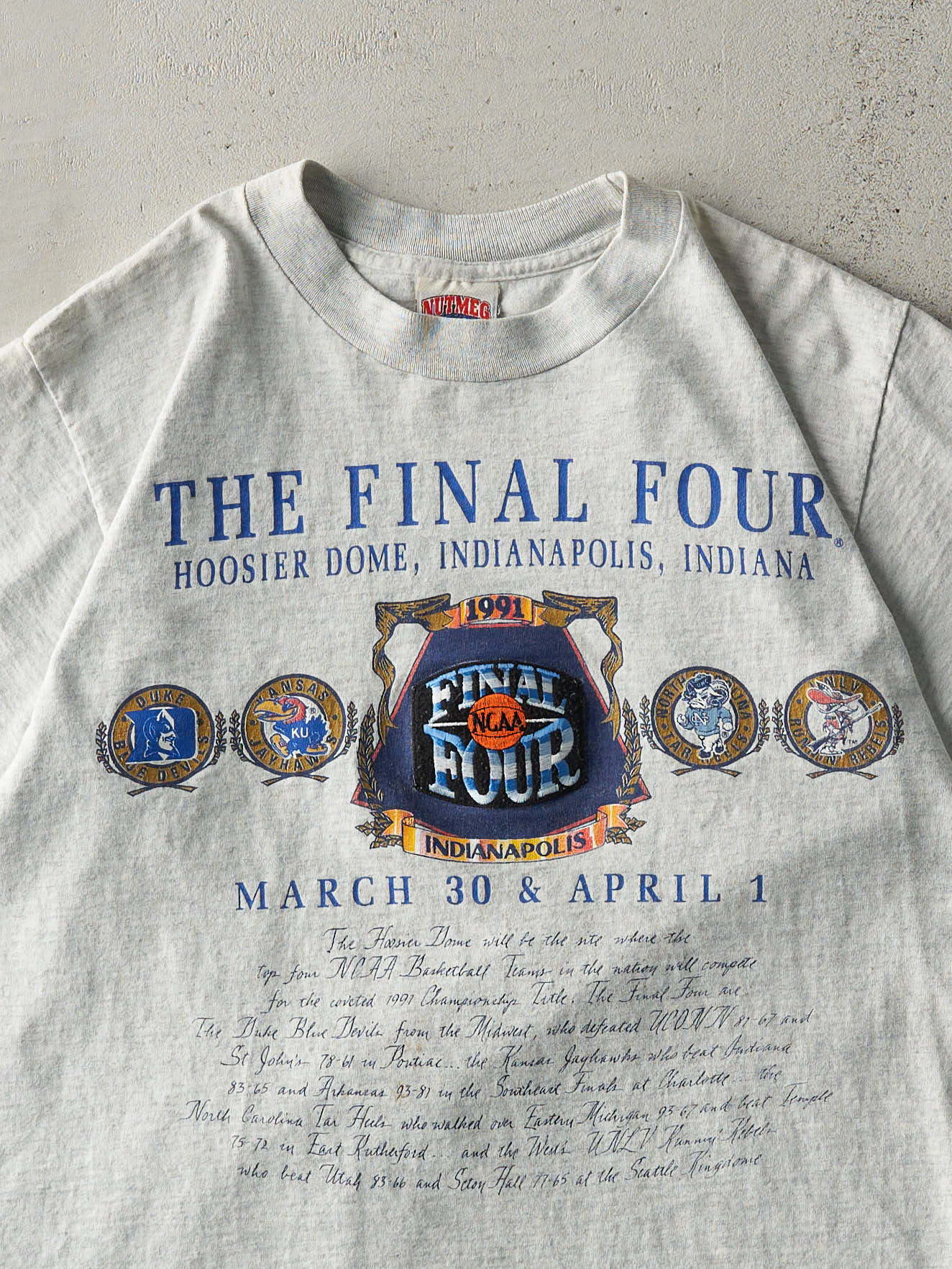 Vintage 91' Heather Grey NCAA Final Four Single Stitch Tee (M)