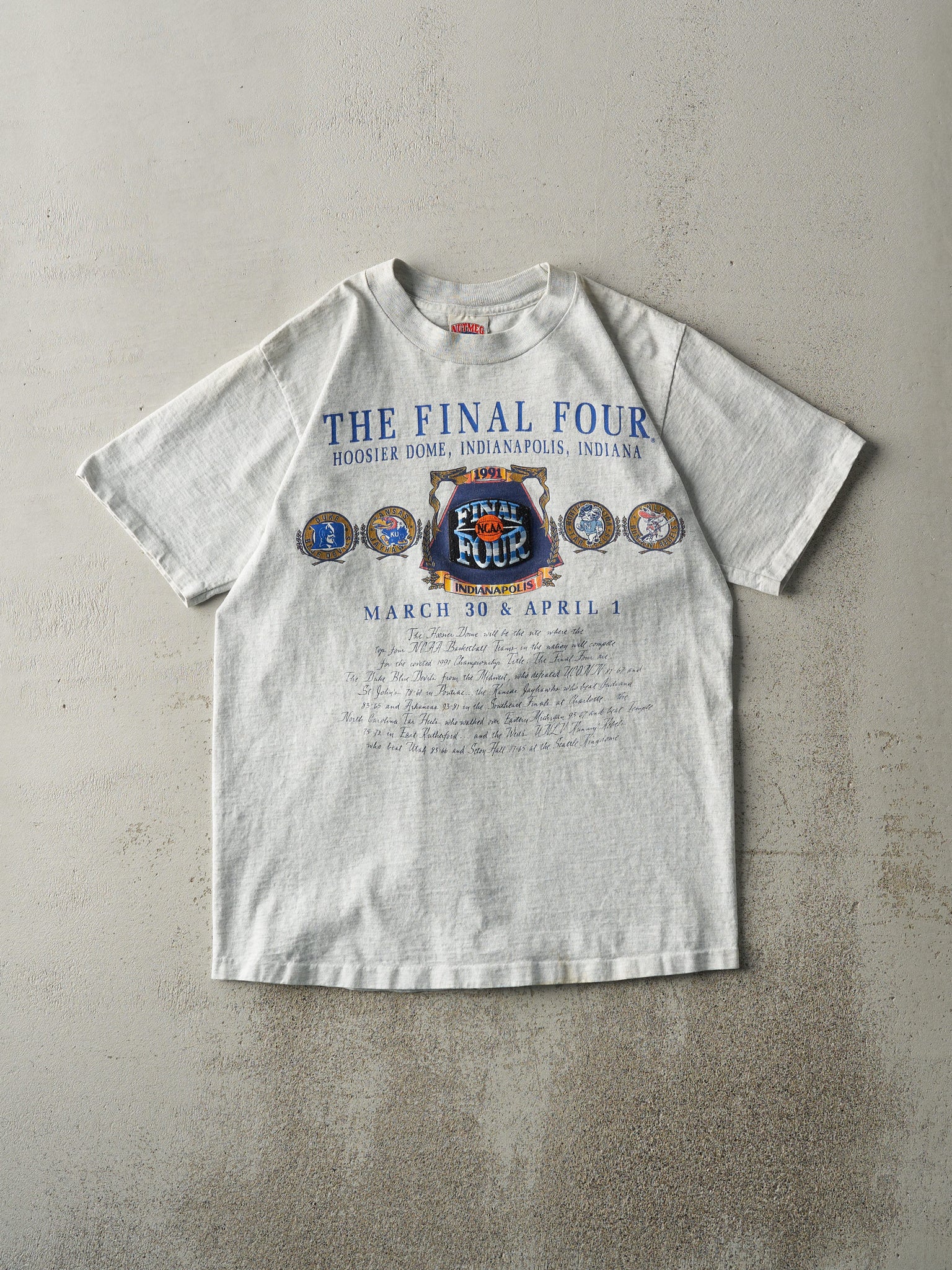 Vintage 91' Heather Grey NCAA Final Four Single Stitch Tee (M)