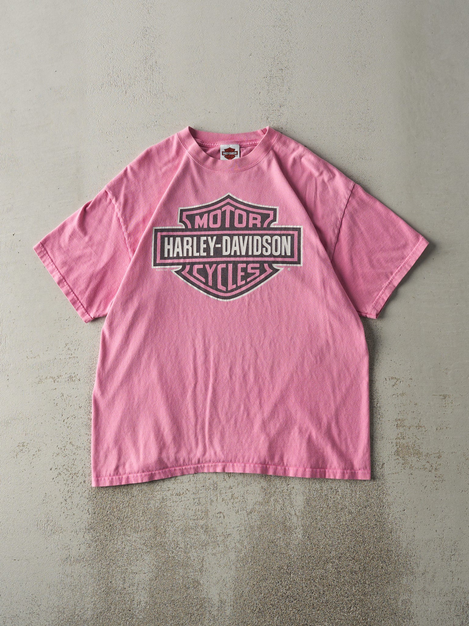 Vintage 10' Pink Mendon, Ohio Harley Davidson Tee (M)