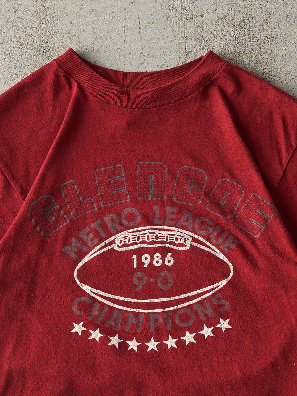 Vintage 86' Burgundy Glencoe Metro League Football Single Stitch Tee (XS)