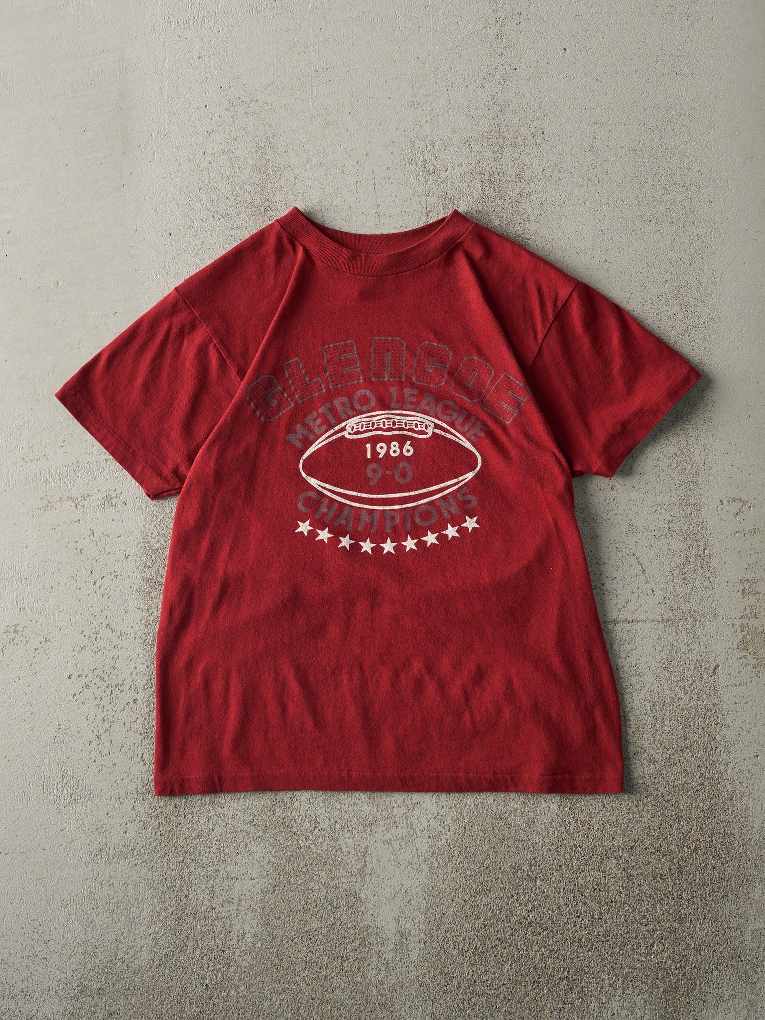 Vintage 86' Burgundy Glencoe Metro League Football Single Stitch Tee (XS)