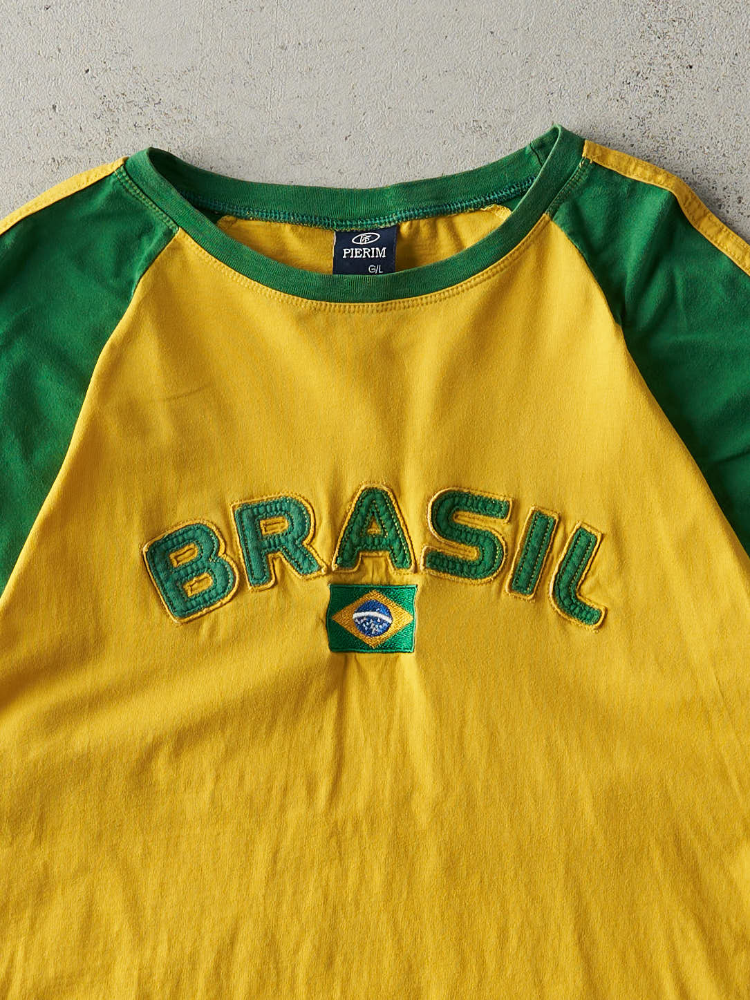 Vintage Y2K Yellow & Green Brasil Soccer Tee (M)