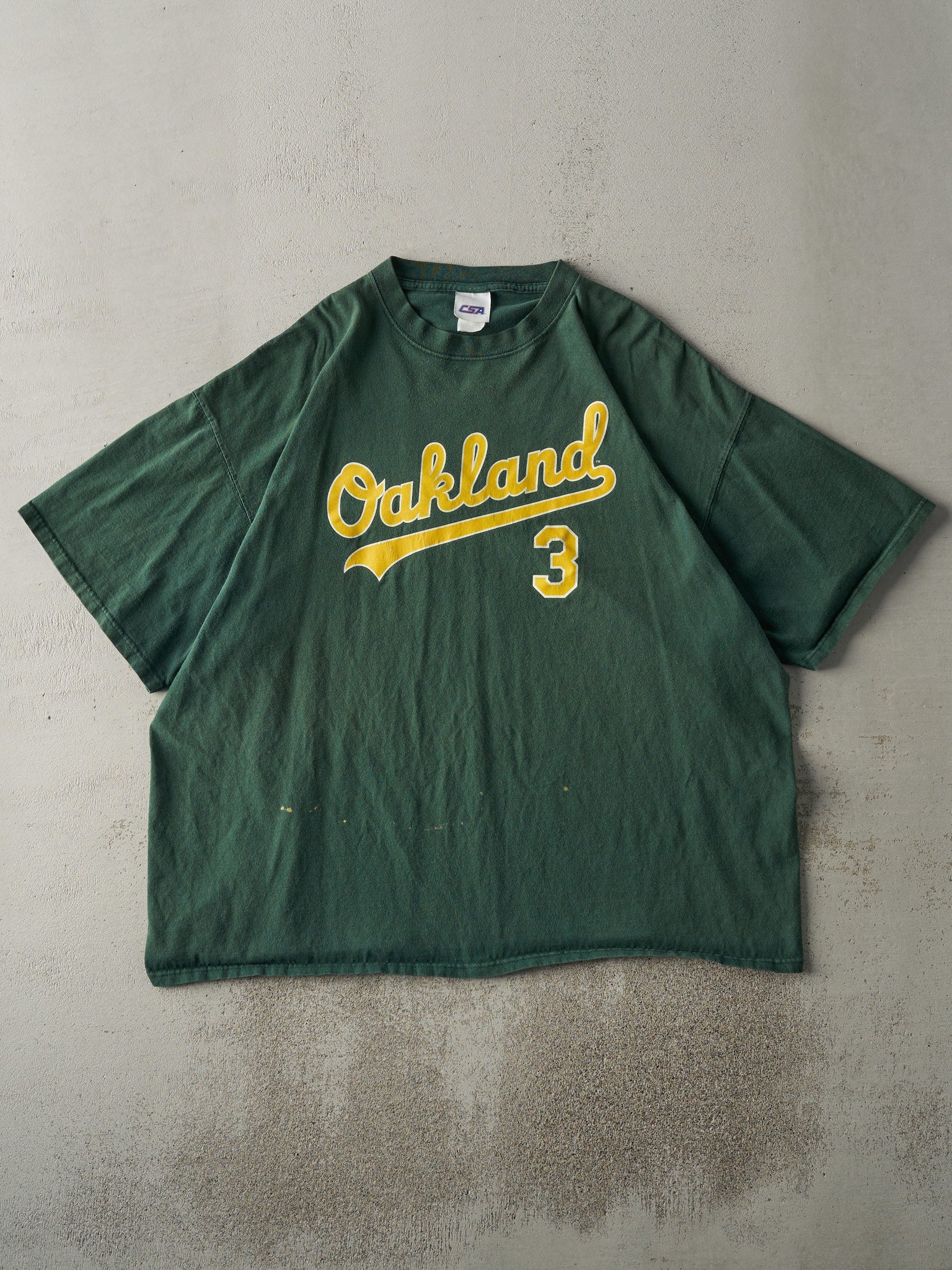 Vintage 06' Green Oakland Athletics #3 Eric Chavez Tee (XXL)