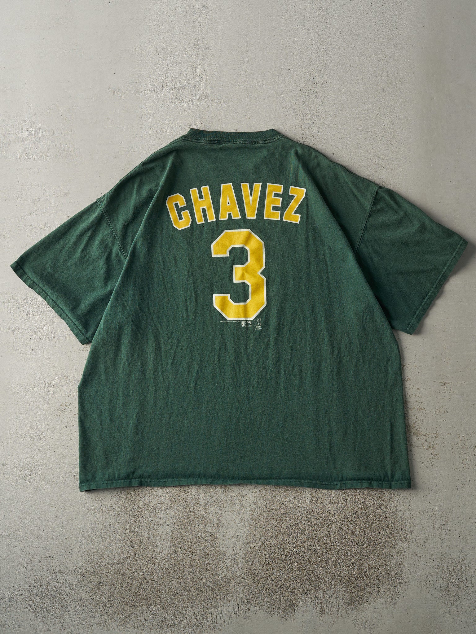 Vintage 06' Green Oakland Athletics #3 Eric Chavez Tee (XXL)