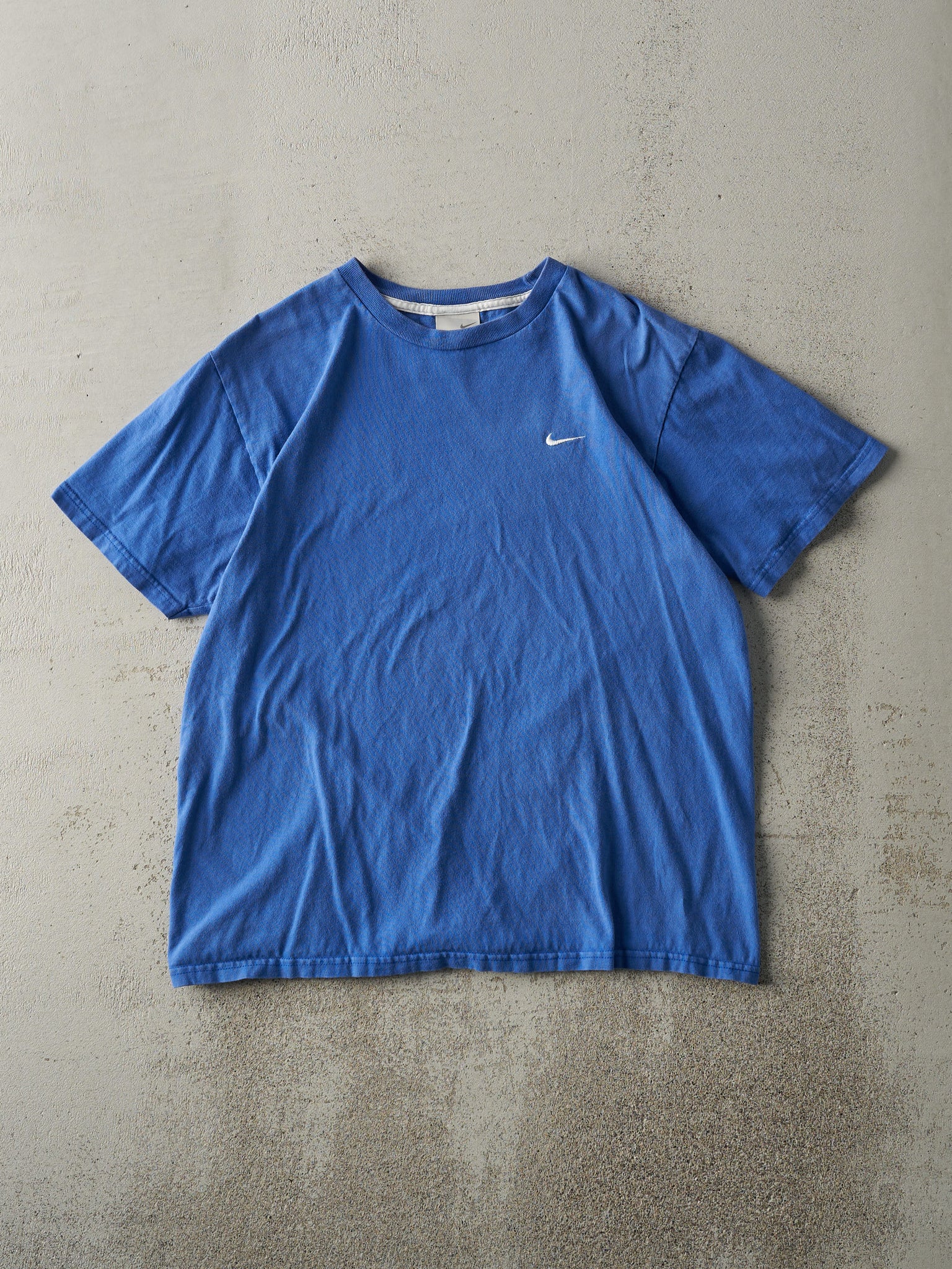 Vintage Y2K Cobalt Blue Nike Swoosh Embroidered Tee (M)