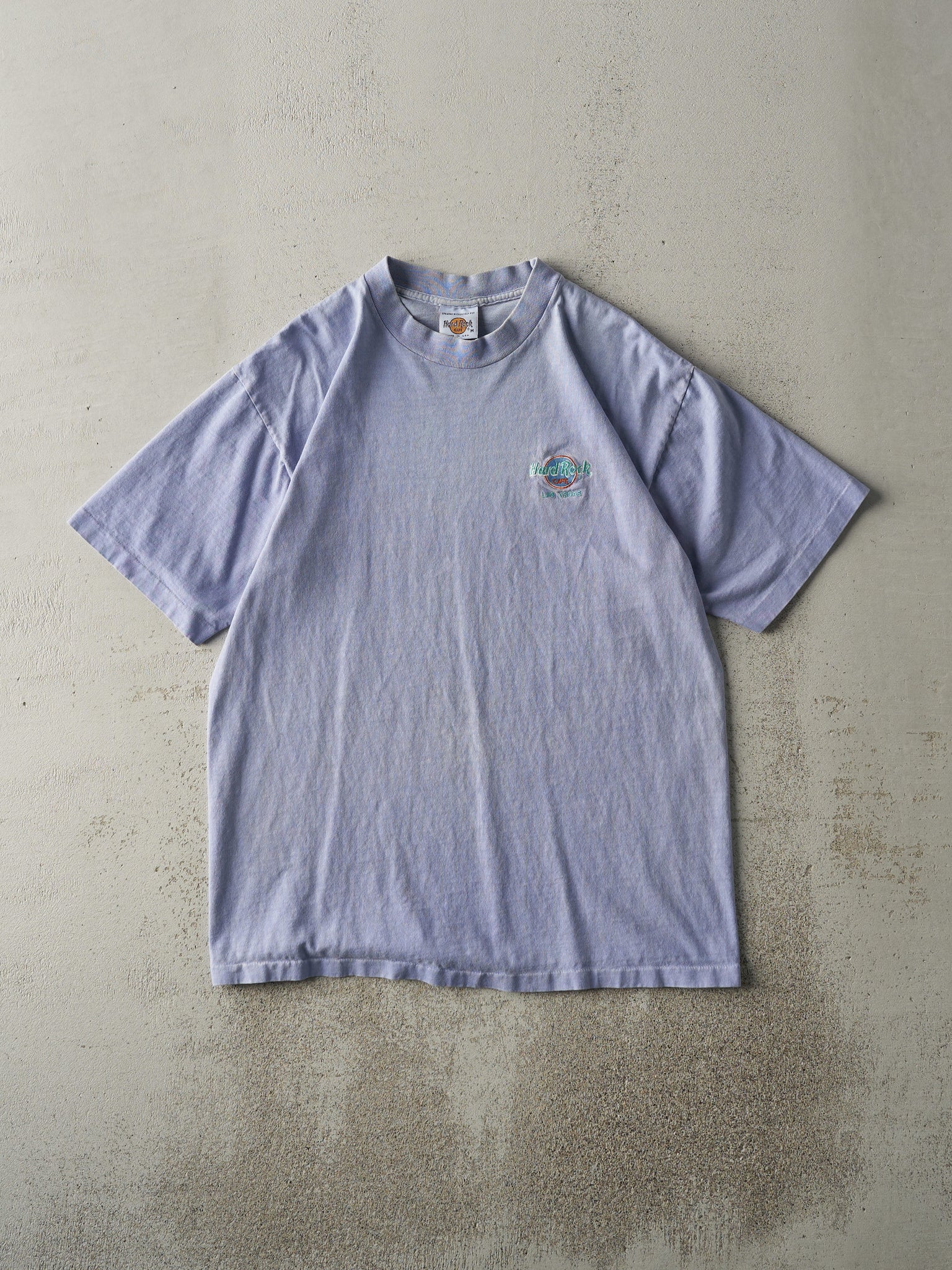 Vintage 90s Washed Blue Embroidered Hard Rock Las Vegas Single Stitch Tee (M/L)