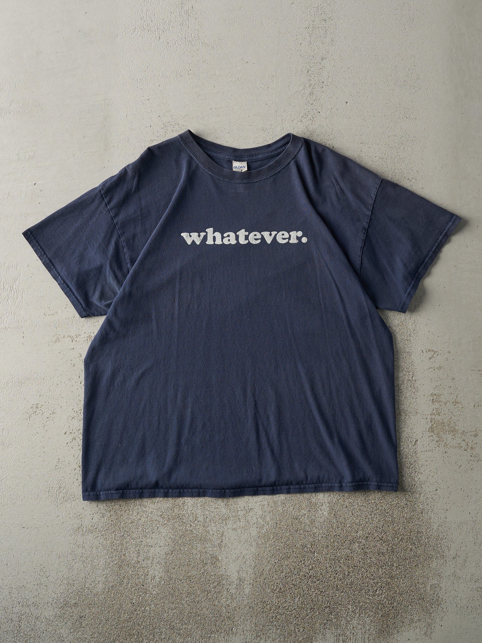 Vintage Y2K Navy Blue "Whatever." Tee (L)