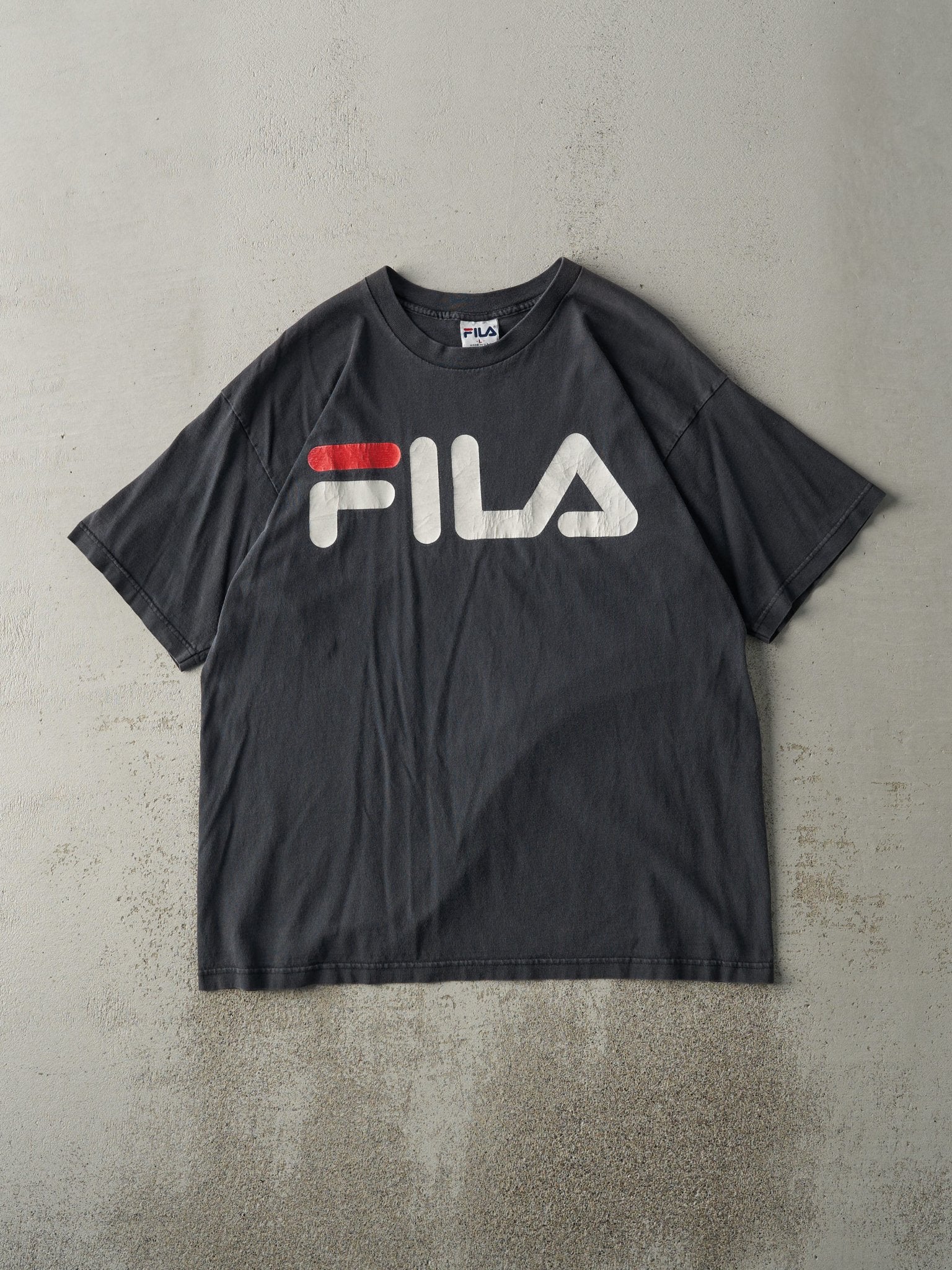 Vintage 90s Faded Black Fila Tee (L)