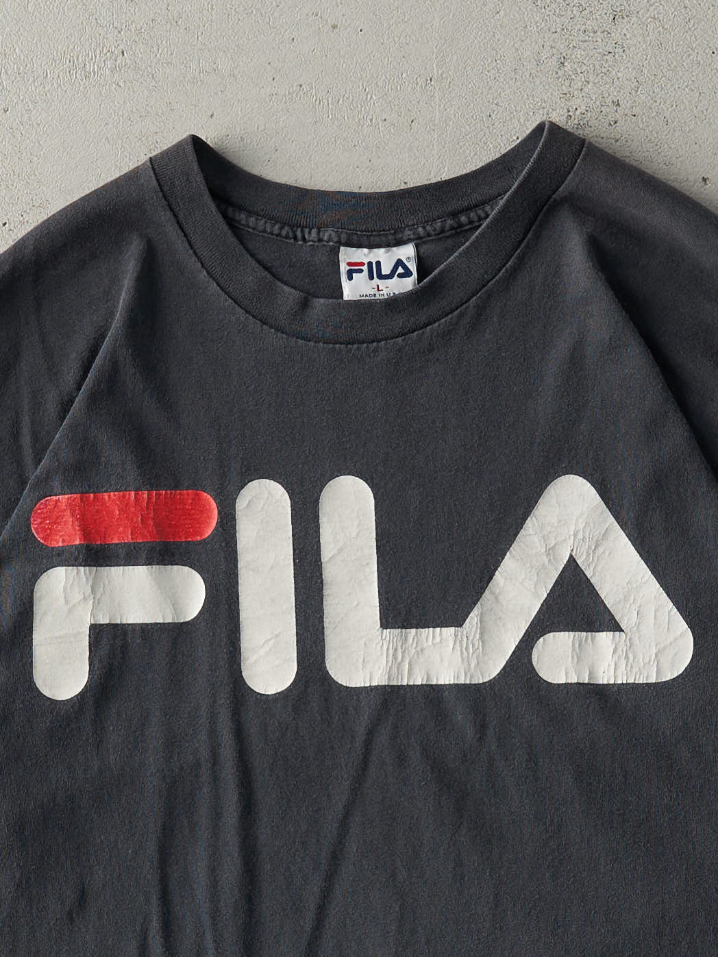 Vintage 90s Faded Black Fila Tee (L)