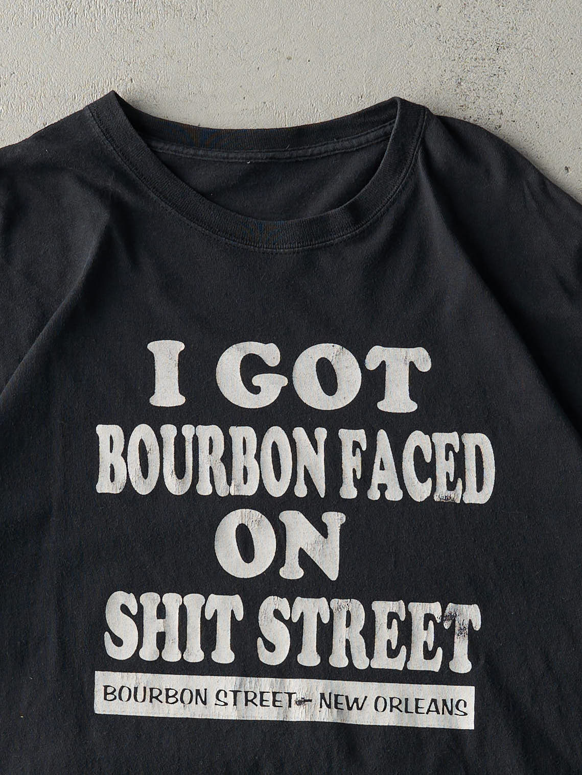 Vintage Y2K Black "Bourbon Street" Slogan Tee (L/XL)