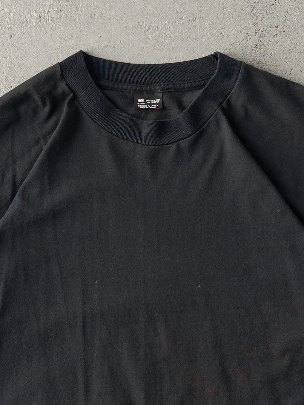 Vintage 90s Faded Black Blank Single Stitch Tee (L)