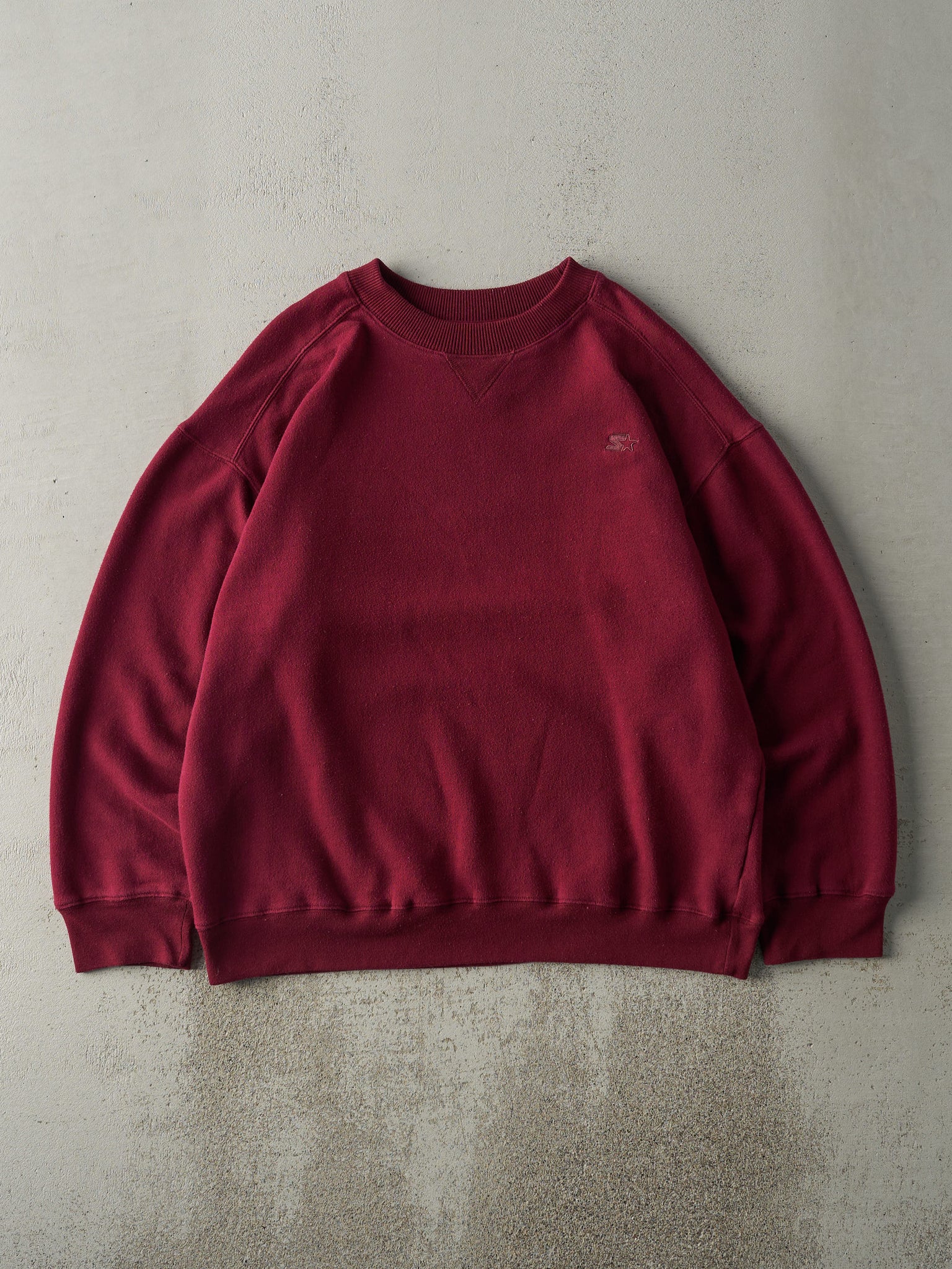 Vintage Y2K Burgundy Embroidered Starter Boxy Crewneck (XL)