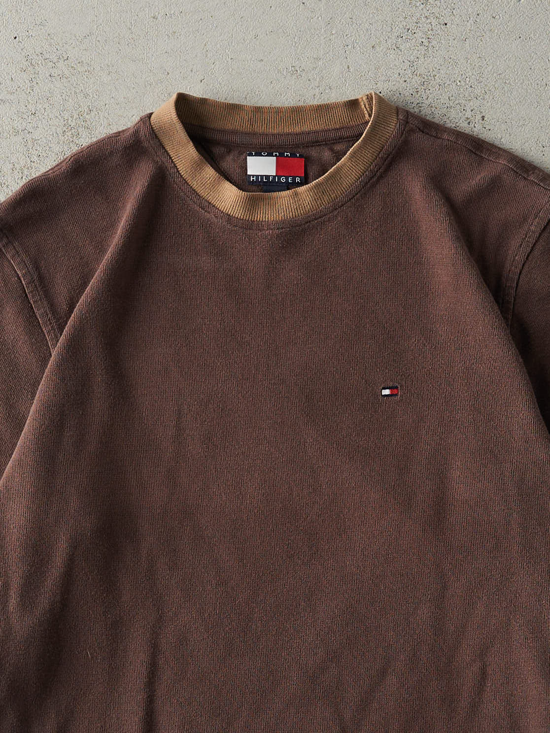 Vintage Y2K Brown Tommy Hilfiger Thermal Long Sleeve (S/M)