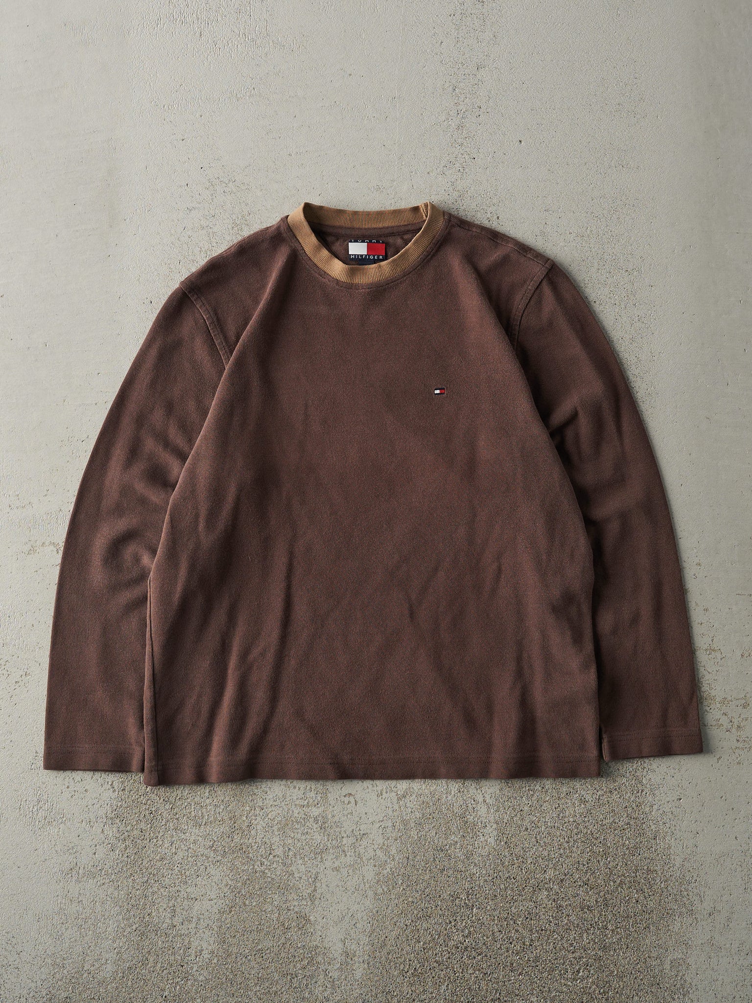 Vintage Y2K Brown Tommy Hilfiger Thermal Long Sleeve (S/M)