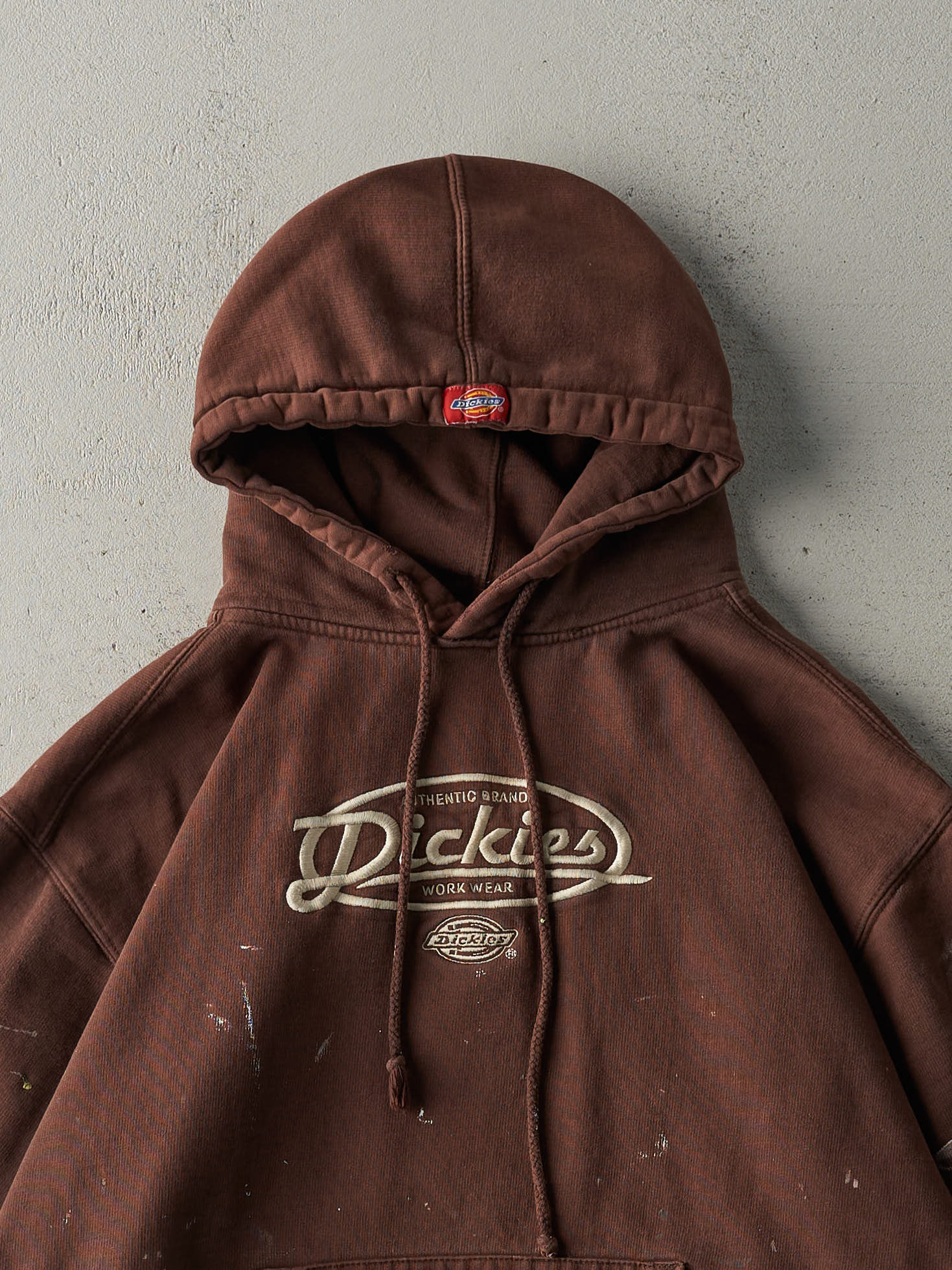 Vintage Y2K Chocolate Brown Dickies Embroidered Hoodie (XL 
