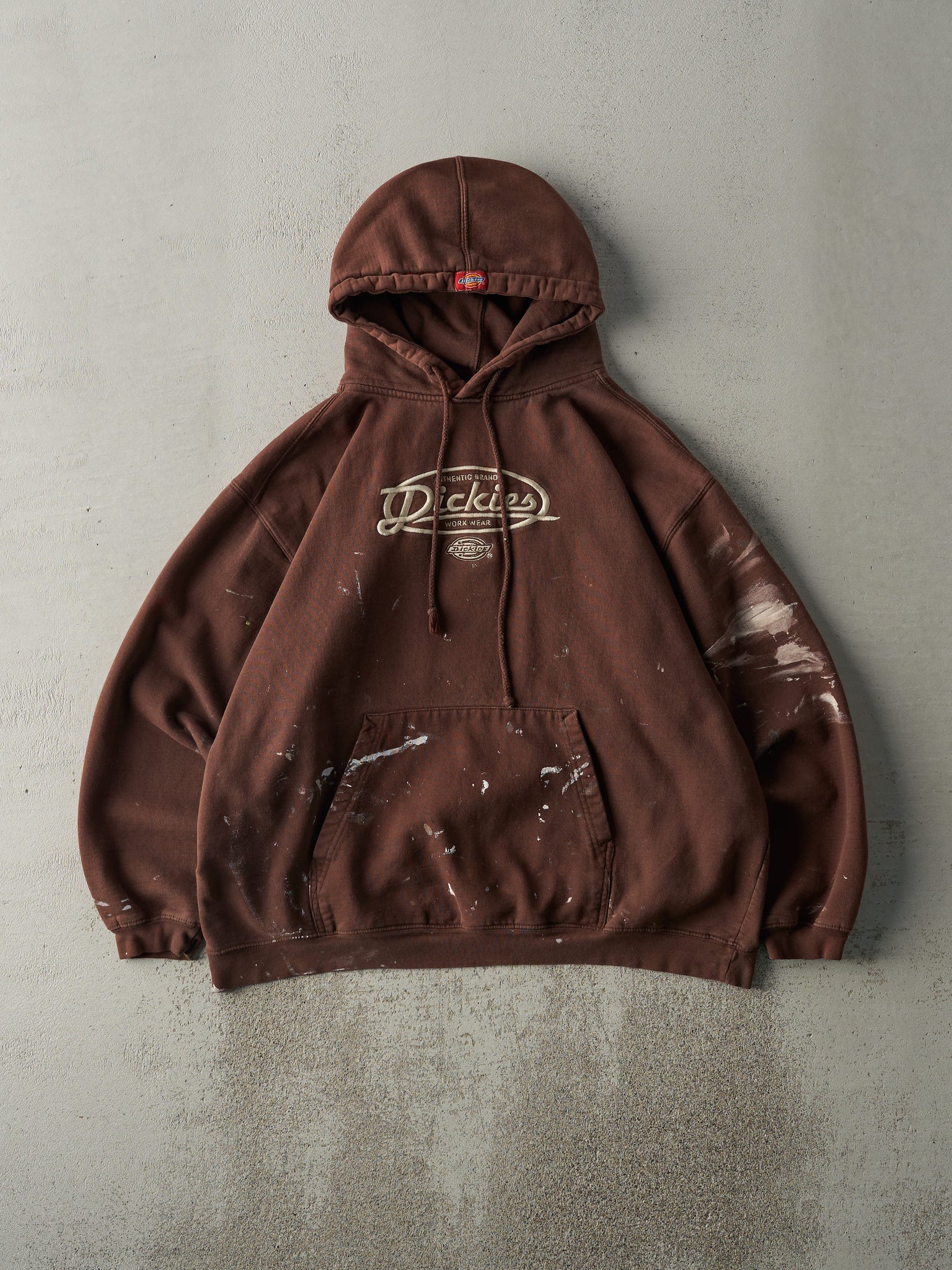 Vintage Y2K Chocolate Brown Dickies Embroidered Hoodie (XL)