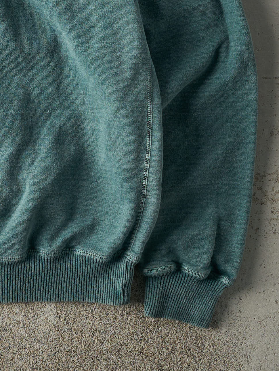 Vintage 90s Washed Green "Baan To Be Wild" Embroidered Quarter Zip (S/M)