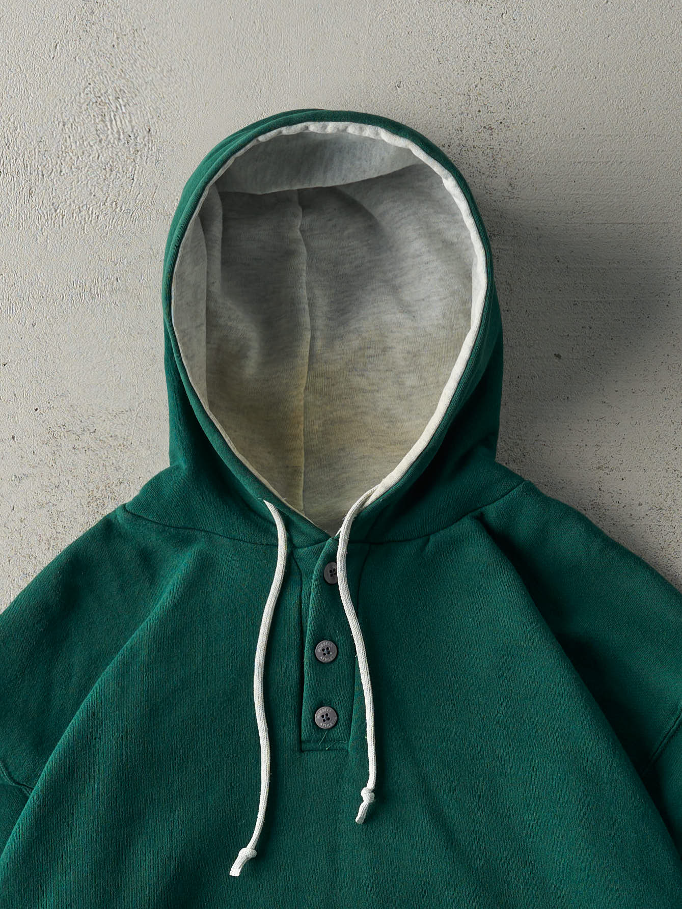 Vintage 90s Green Russell Athletic Quarter Button Hoodie (M)