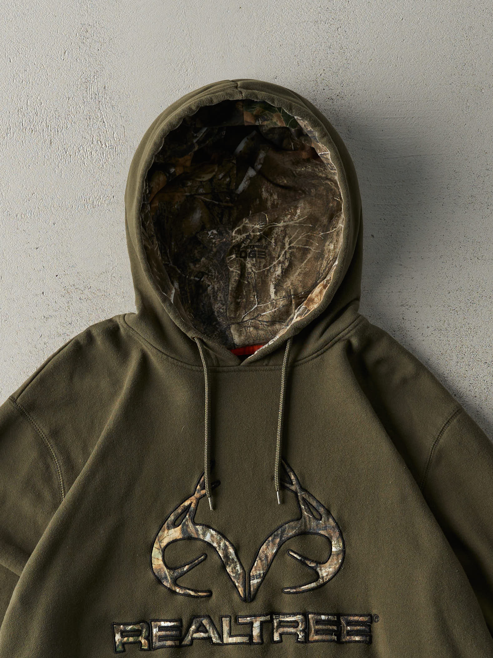 Vintage Y2K Olive Green Realtree Logo Hoodie (L)