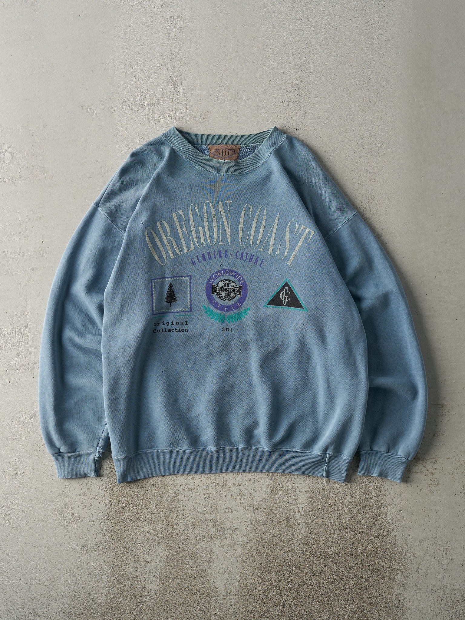 Vintage 90s Slate Blue Oregon Coast Crewneck (L)