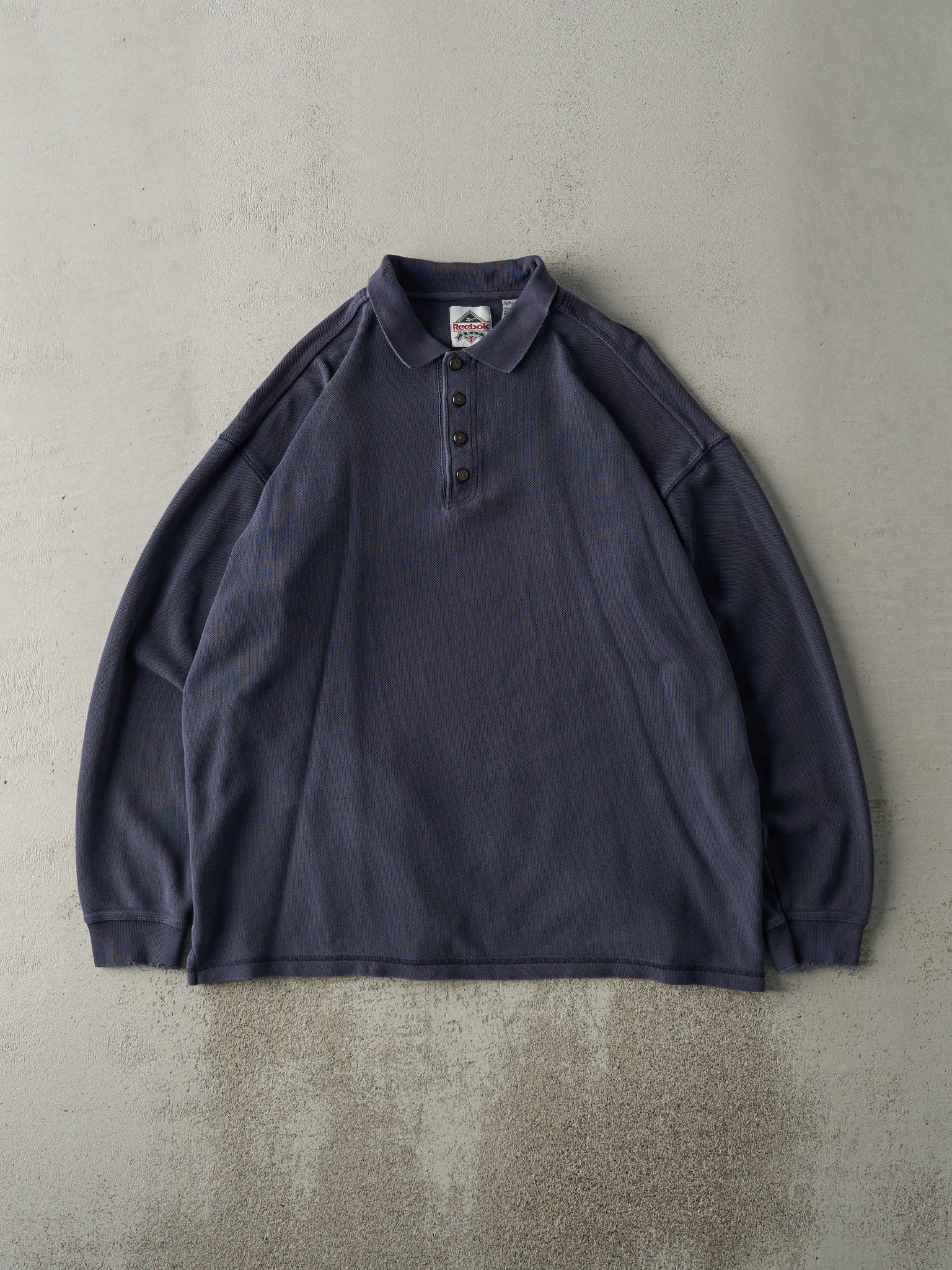 Vintage 90s Navy Blue Reebok Golf Quarter Button Long Sleeve (L/XL)