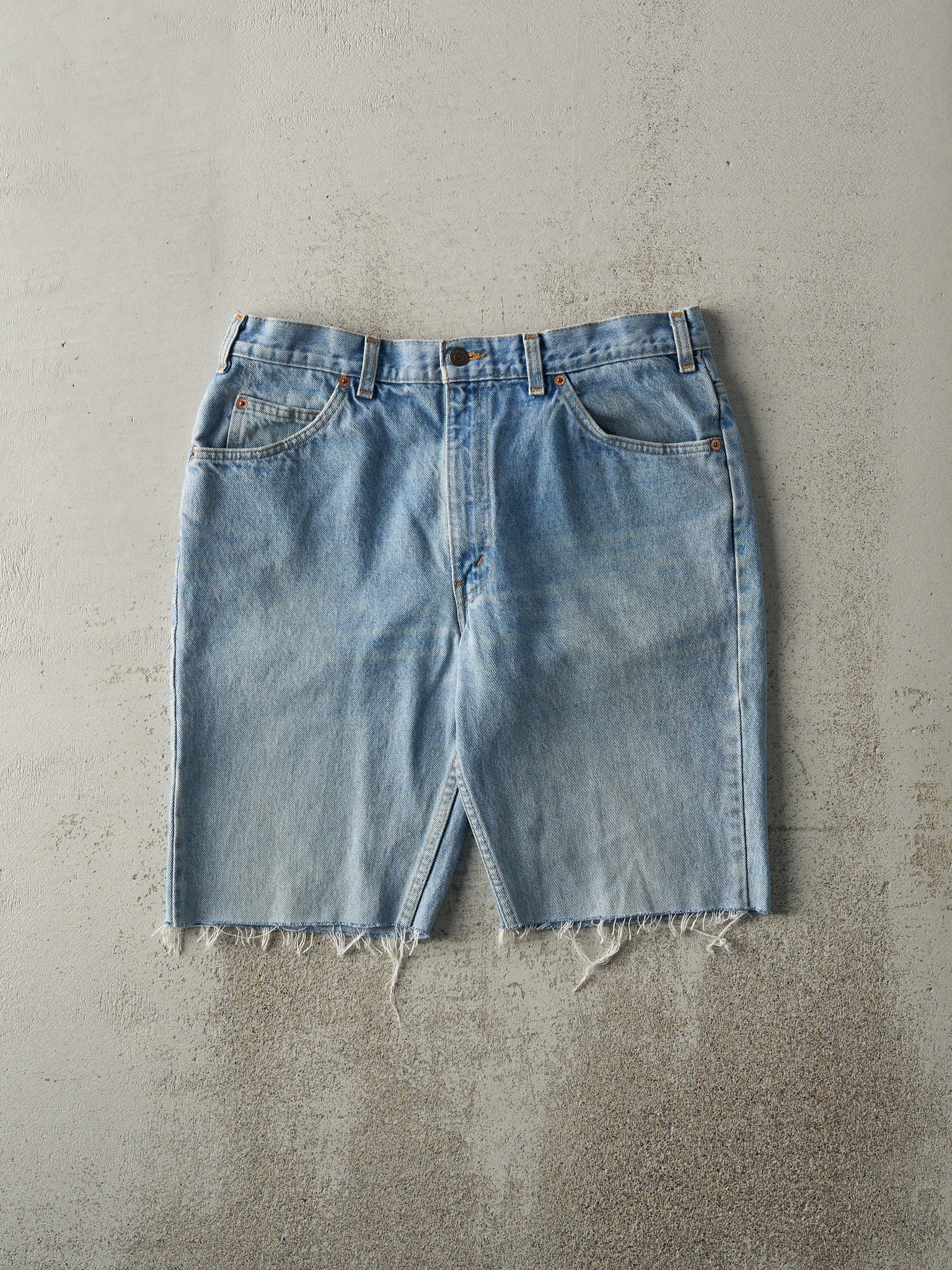 Vintage 80s Light Wash Levi's Orange Tab Cut Off Jean Shorts (34x10)