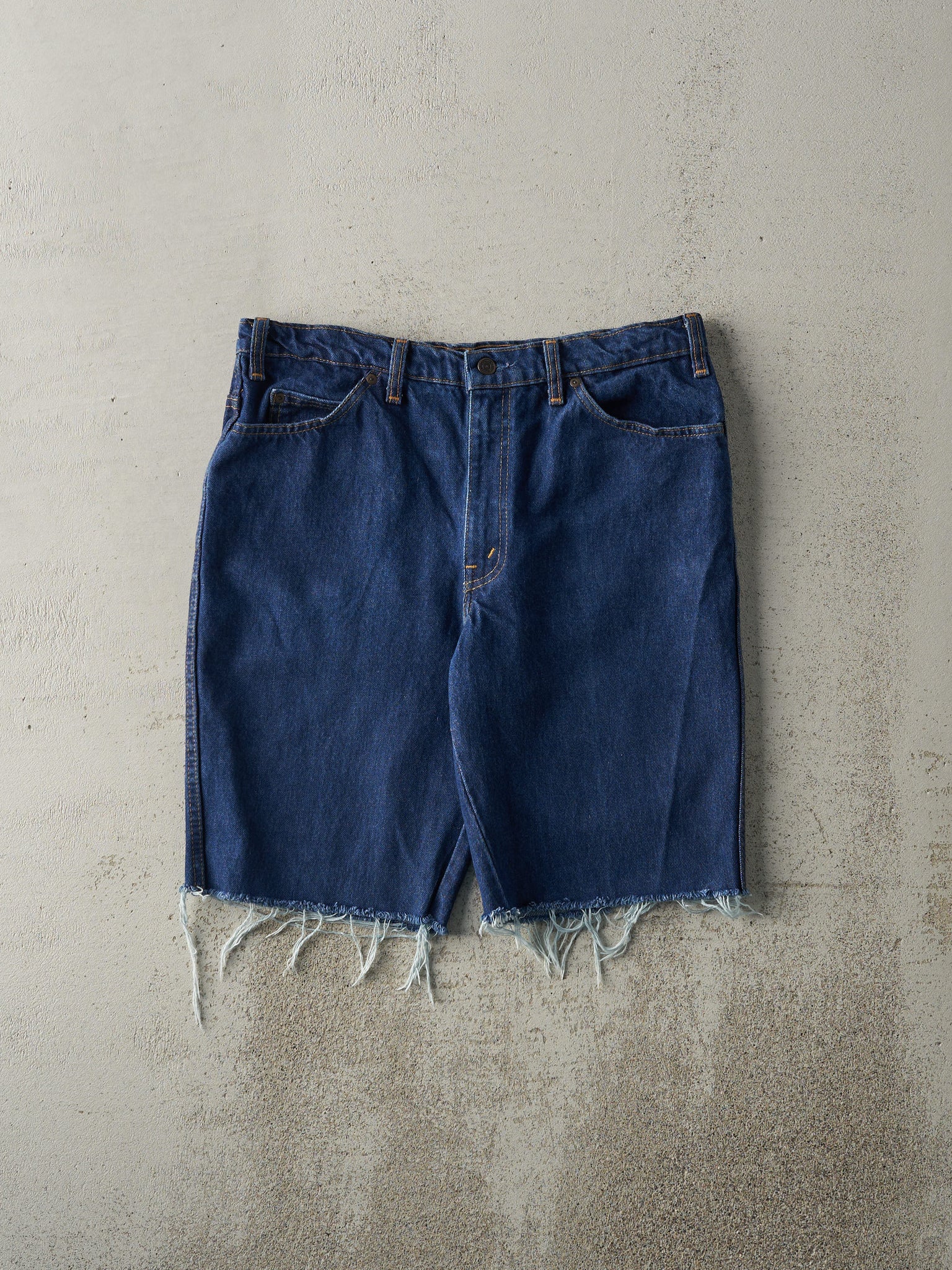 Vintage 90s Dark Wash Cut Off Jean Shorts (34x10)