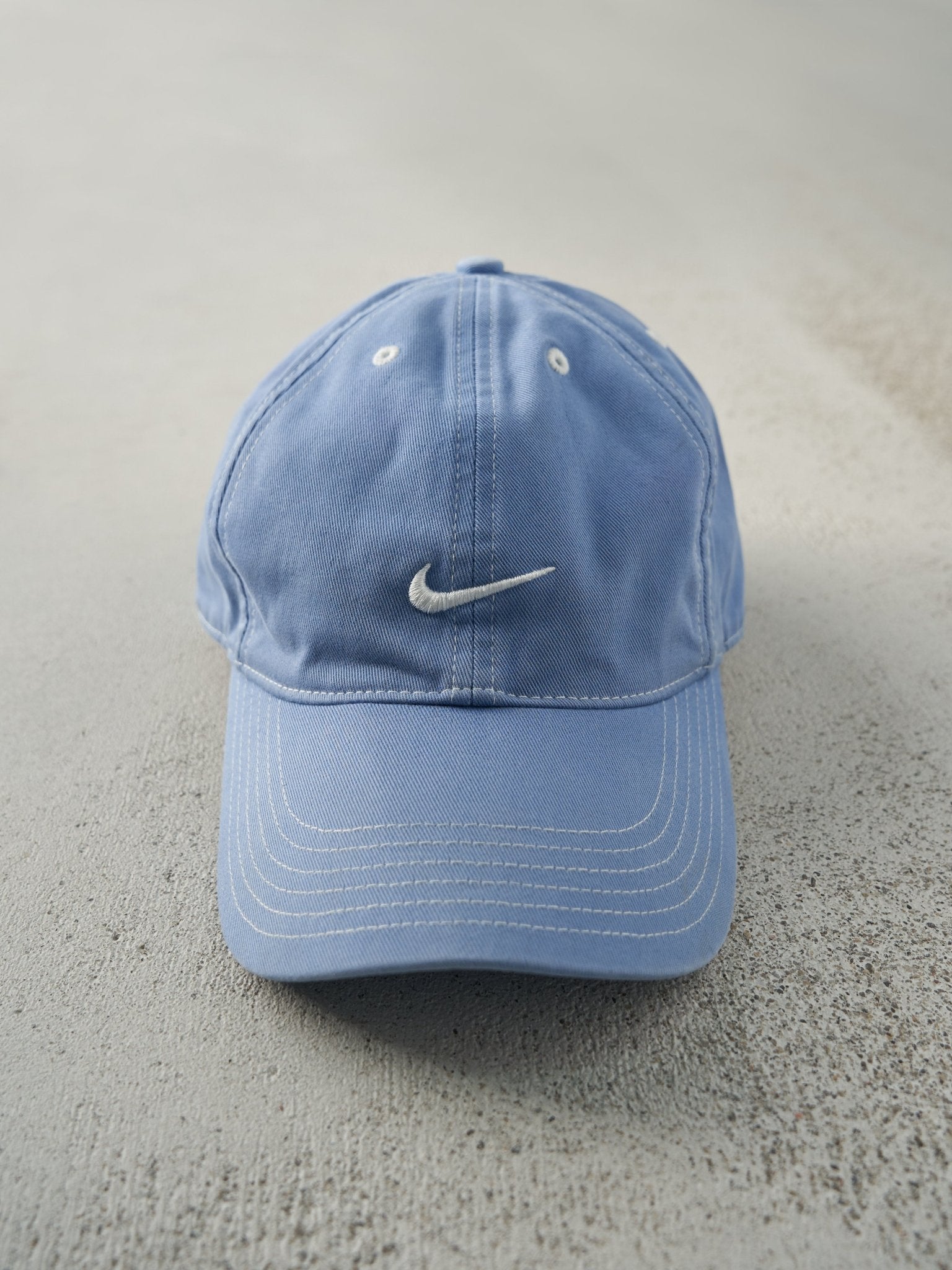 Vintage Y2K Blue Embroidered Nike Swoosh Strapback Hat