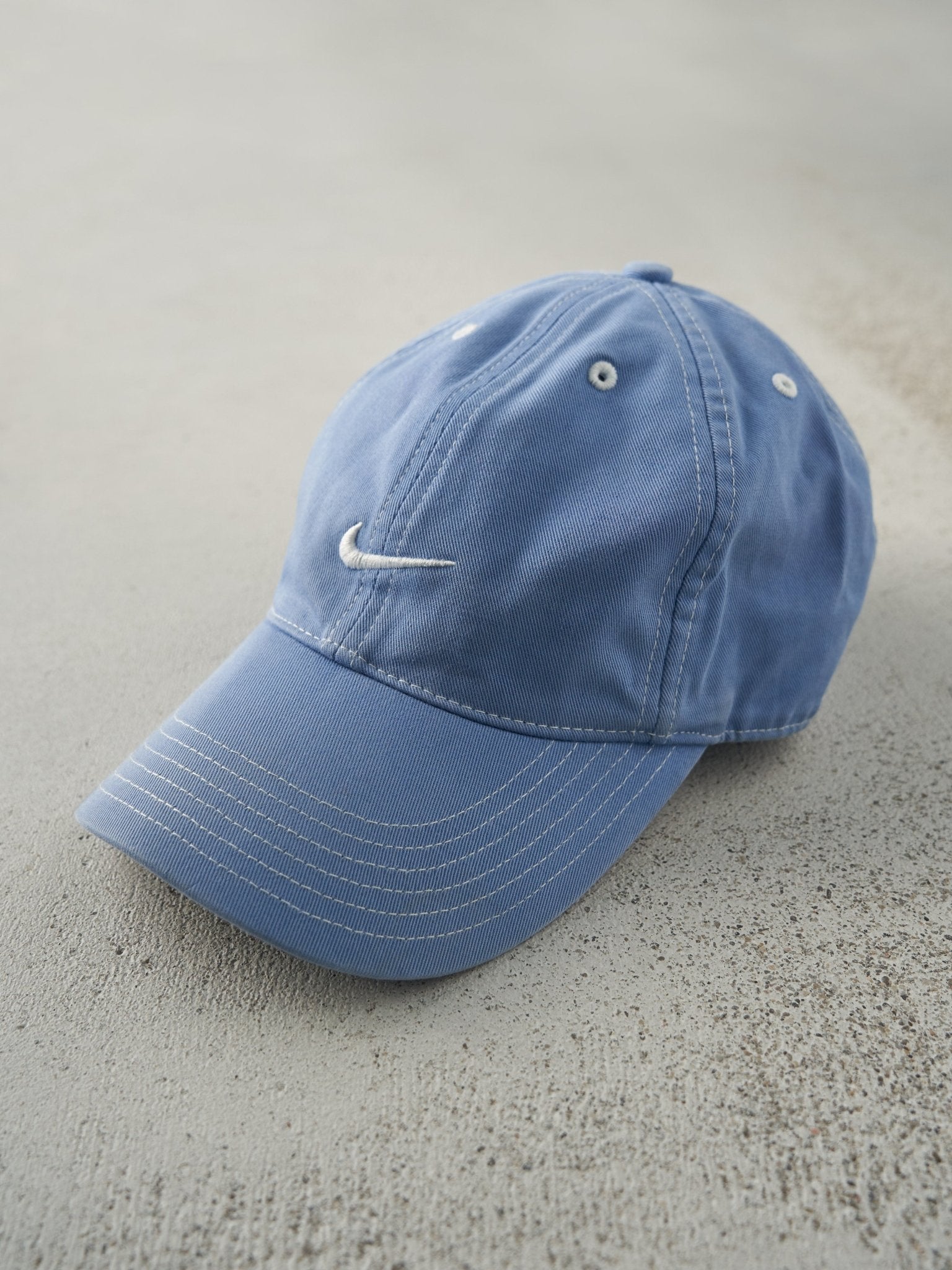 Vintage Y2K Blue Embroidered Nike Swoosh Strapback Hat