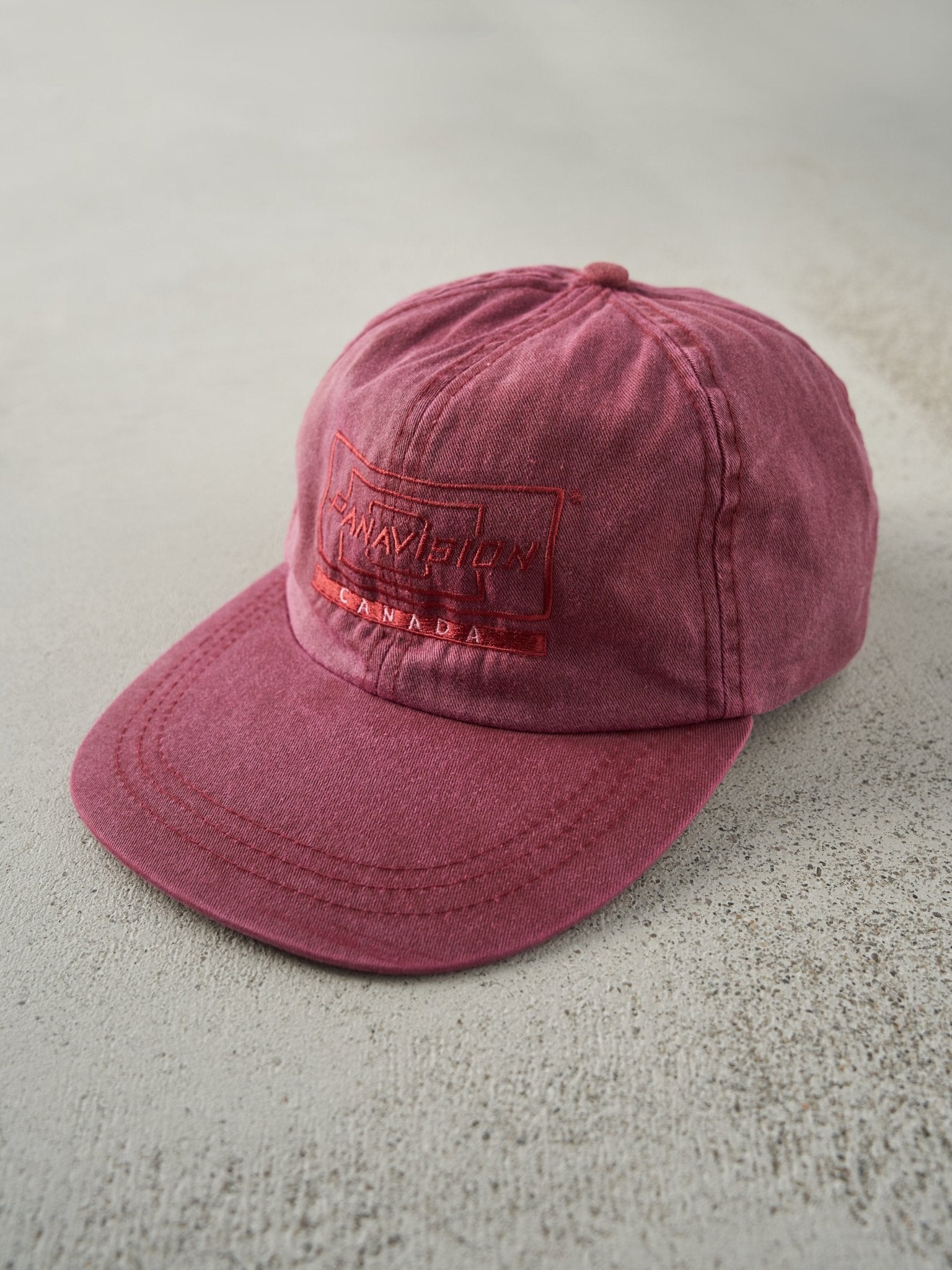 Vintage 97' Red Embroidered Panavision Canada Leather Strapback Hat