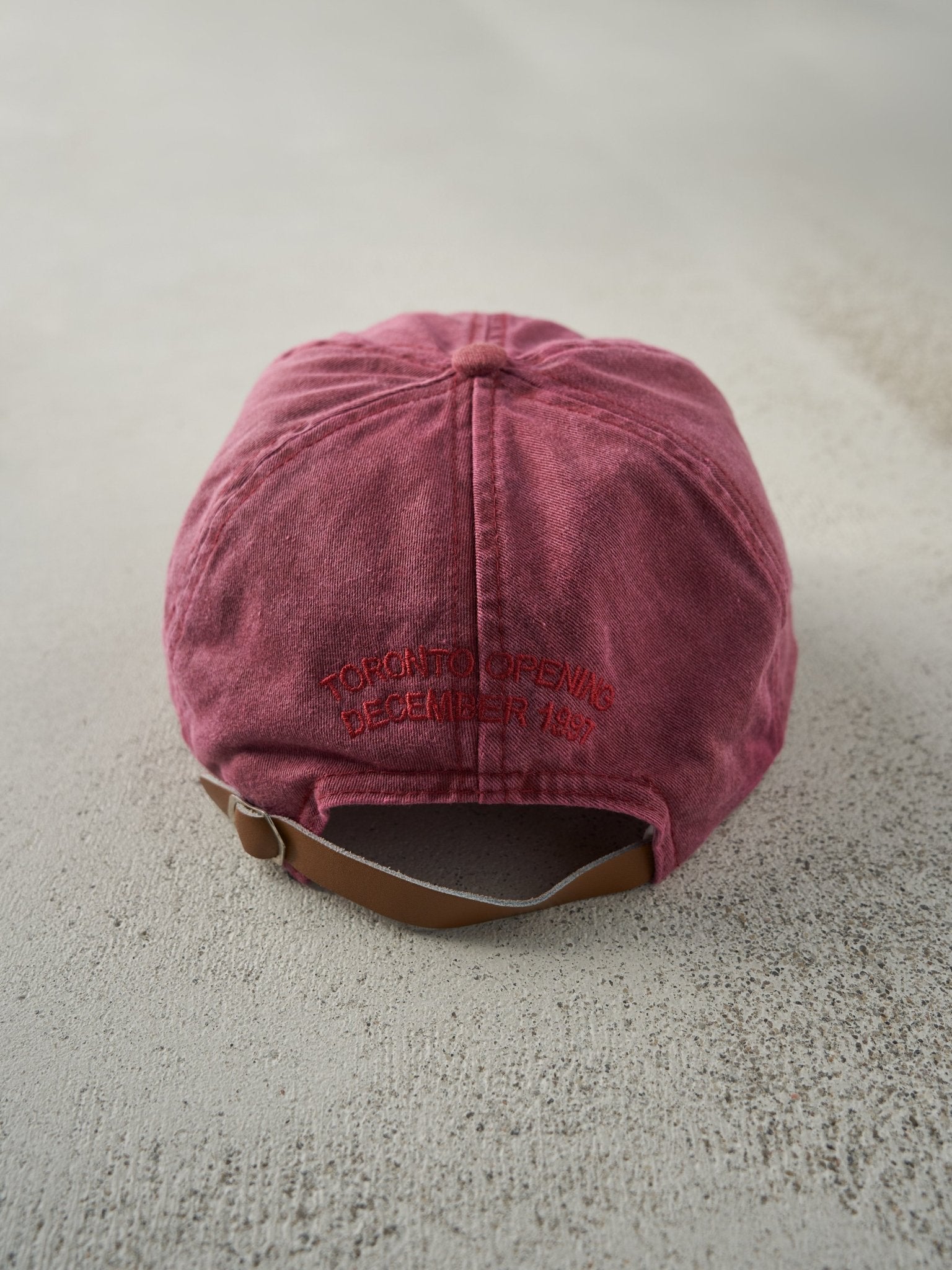 Vintage 97' Red Embroidered Panavision Canada Leather Strapback Hat