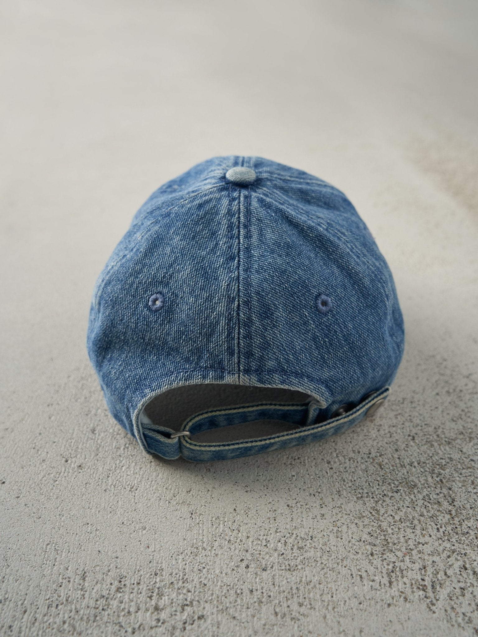 Vintage Y2K Mid Wash Denim Embroidered Calvin Klein Strapback Hat