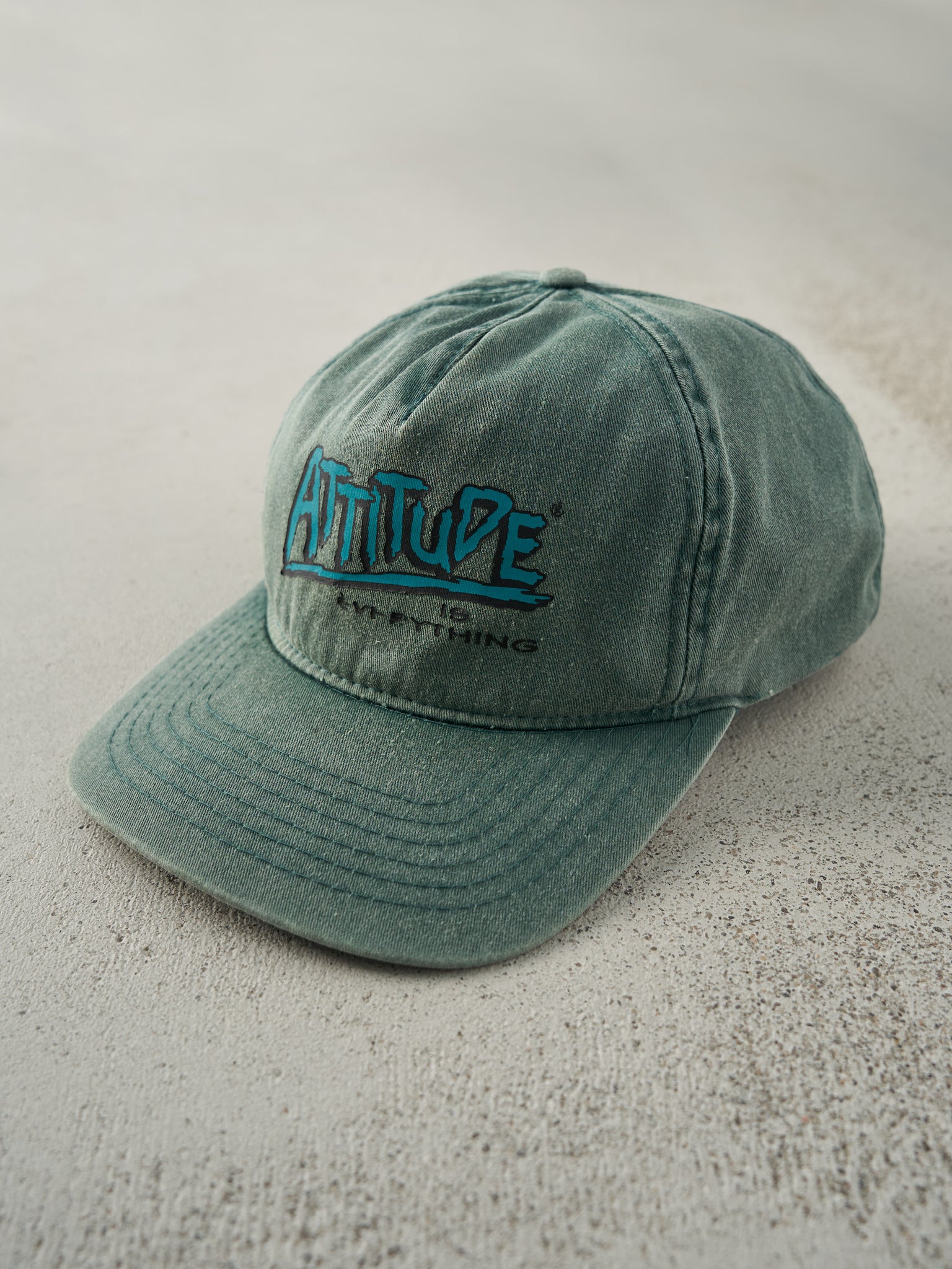 Vintage 90s Washed Green Attitude Is Everything Snapback Hat