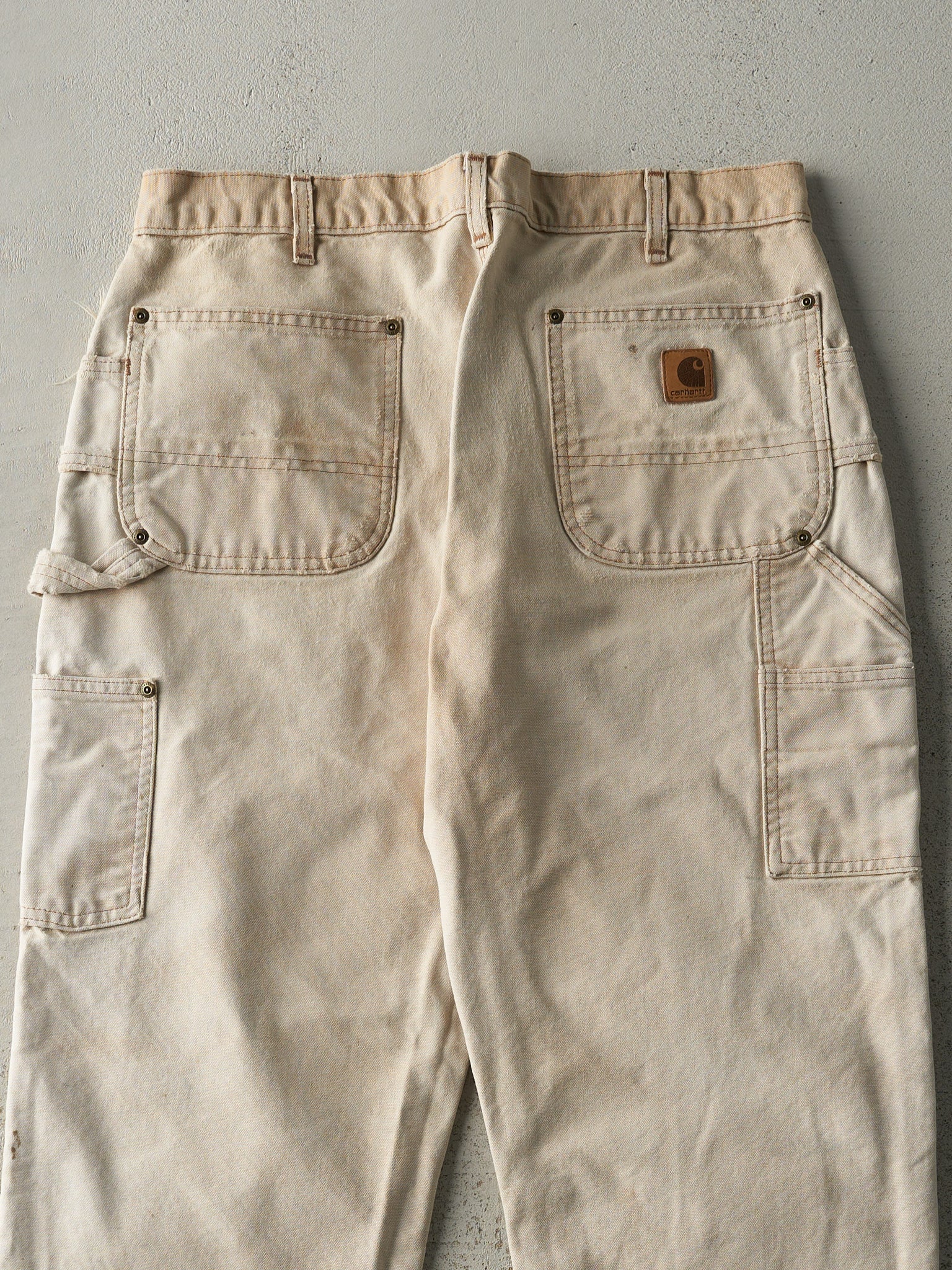 Vintage 90s Beige & Camel Dungaree Fit Carhartt Double Knee Pants (33x28)